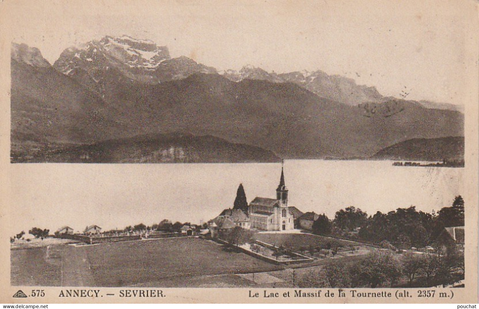 IN 23 - (74) ANNECY  - SEVRIER  -  LE LAC ET MASSIF DE LA TOURNETTE  - EGLISE ET CIMETIERE - 2 SCANS - Annecy