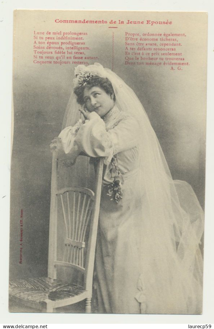 Carte Fantaisie Femme - Mariée Mariage - Commandements De La Jeune épousée - Phototypie BERGERET - Bergeret