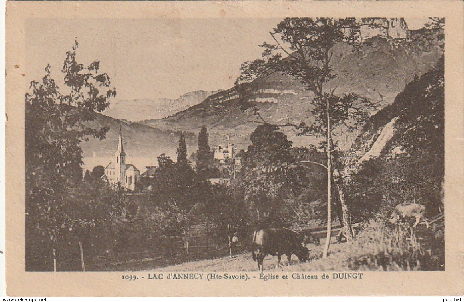 IN 24 -(74) LAC D'ANNECY - EGLISE ET CHATEAU DE DUINGT - TROUPEAU DE VACHES -  2 SCANS - Duingt