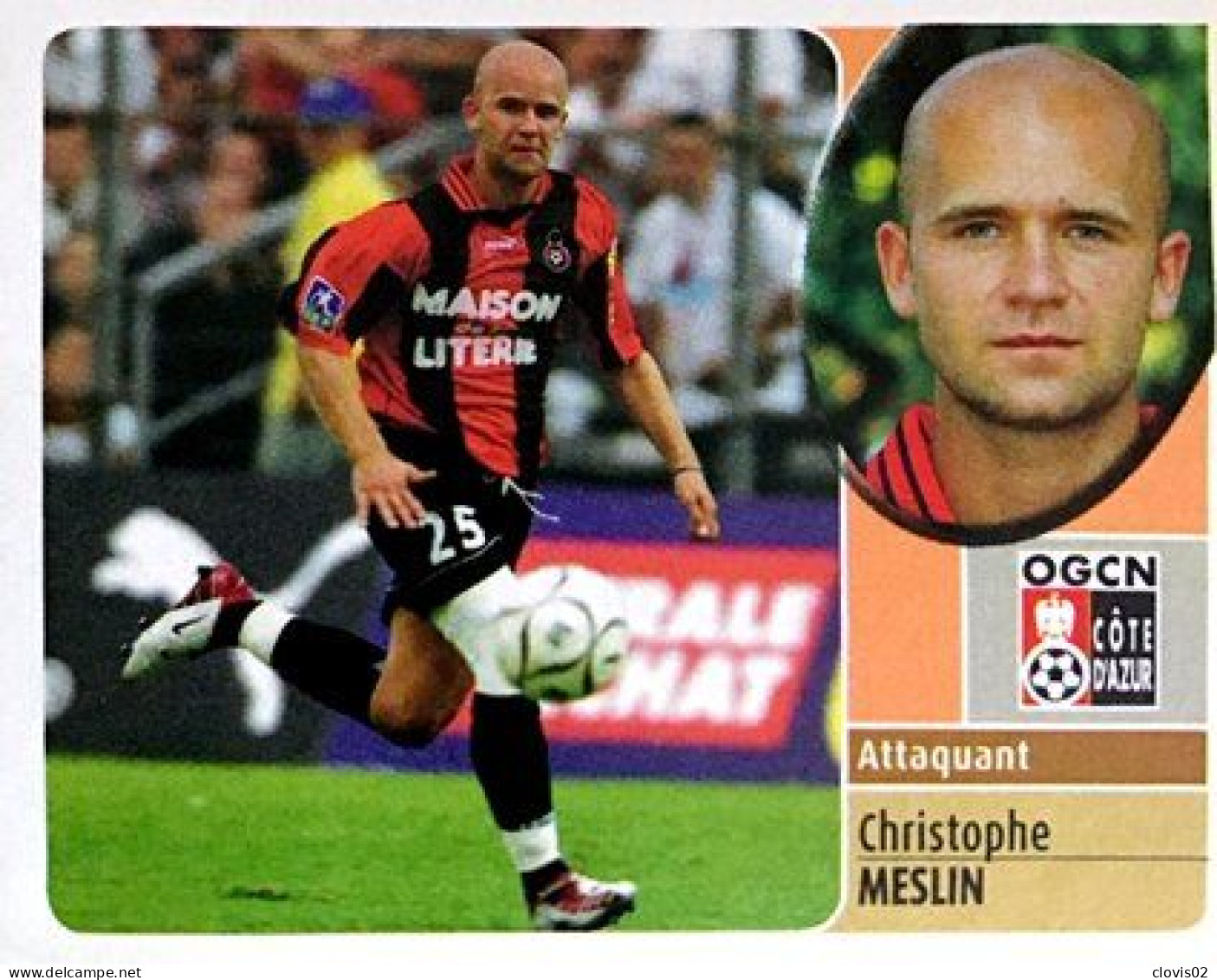 195 Christophe Meslin - OGC Nice - Panini France Foot 2003 Sticker Vignette - Edition Française