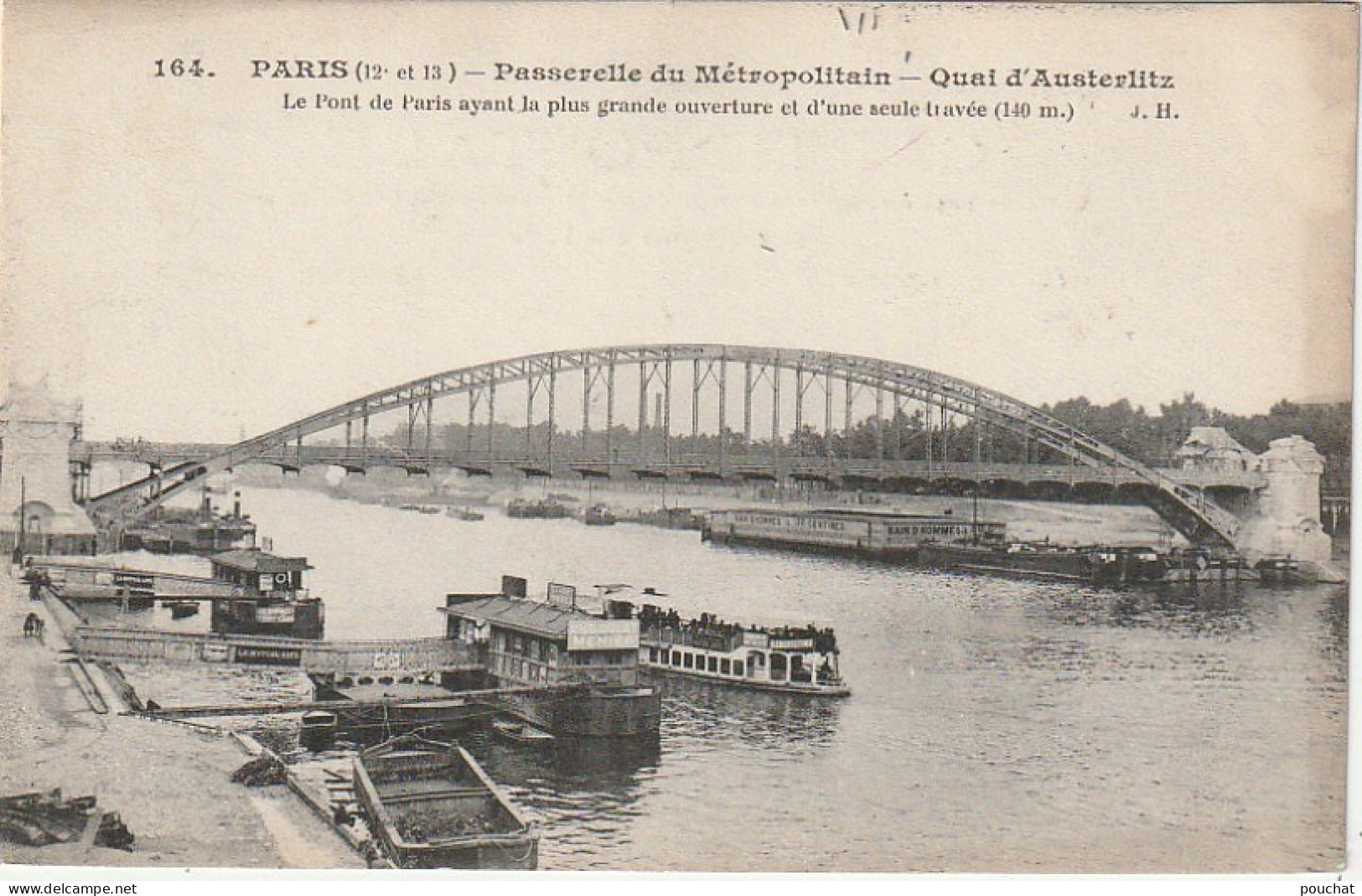 IN 25-(75) PARIS - PASSERELLE DU METROPOLITAIN - QUAI D'AUSTERLITZ- BATEAU LAVOIR - BATEAU DE TRANSPORT - 2 SCANS - Ponts