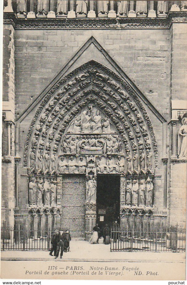 IN 25 -(75) PARIS - NOTRE DAME - FACADE - PORTAIL DE GAUCHE  - 2 SCANS - Kerken