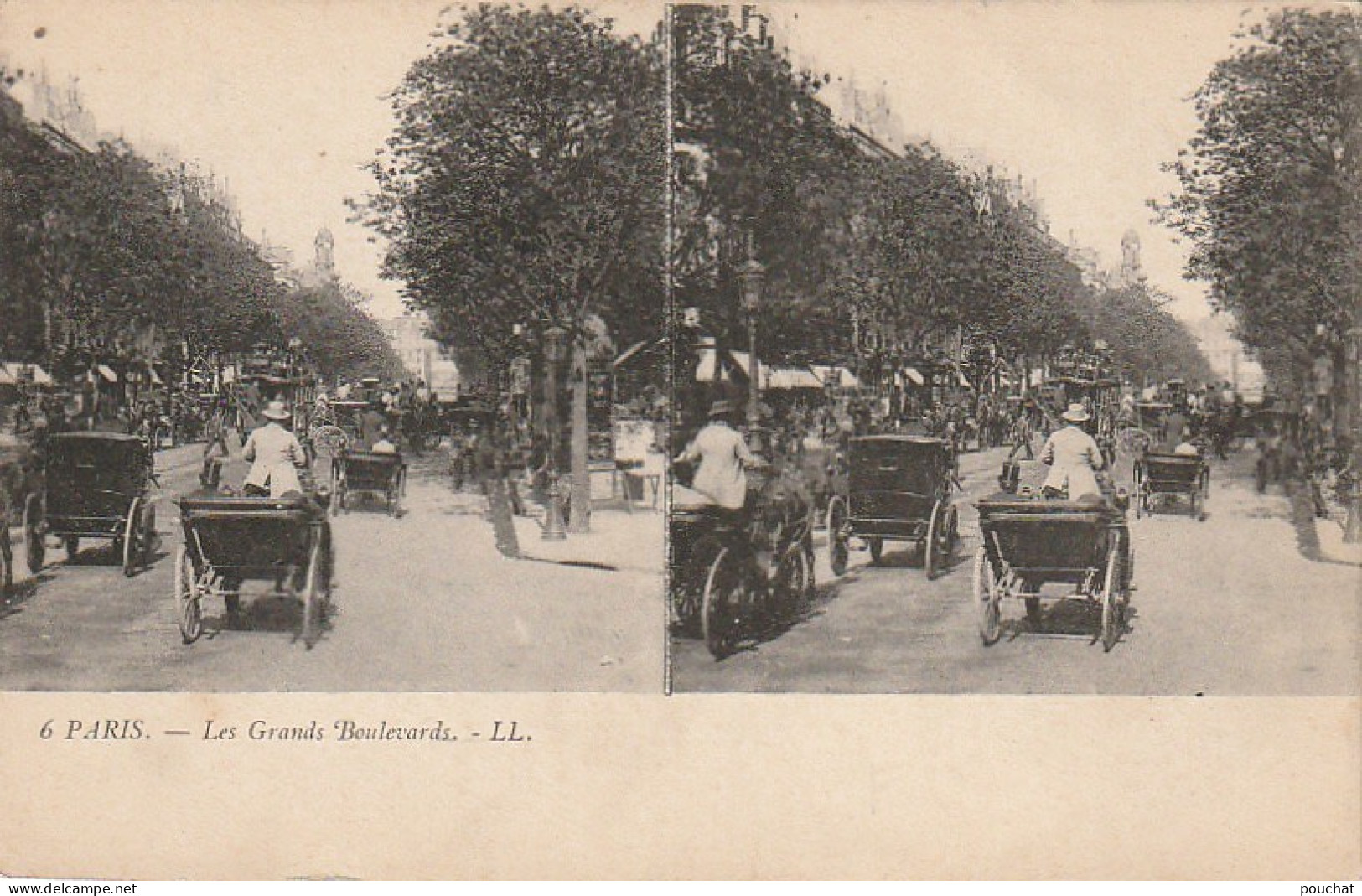 IN 26 -(75) PARIS -  LES GRANDS BOULEVARDS - AUTOMOBILES , CALECHES  - 2 SCANS  - Panoramic Views