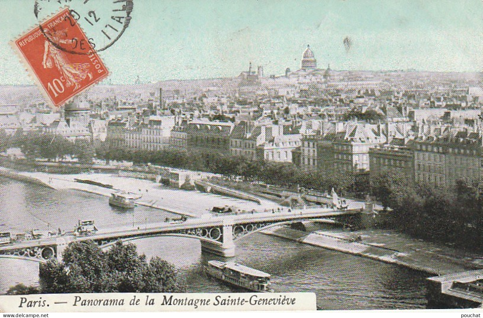 IN 26 -(75) PARIS - PANORAMA DE LA MONTAGNE SAINTE GENEVIEVE  - CARTE COLORISEE - 2 SCANS  - Arrondissement: 05