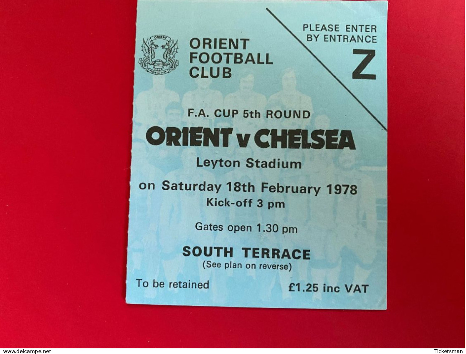 Football Ticket Billet Jegy Biglietto Eintrittskarte Orient FC - FC Chelsea 18/02/1978 - Tickets - Vouchers