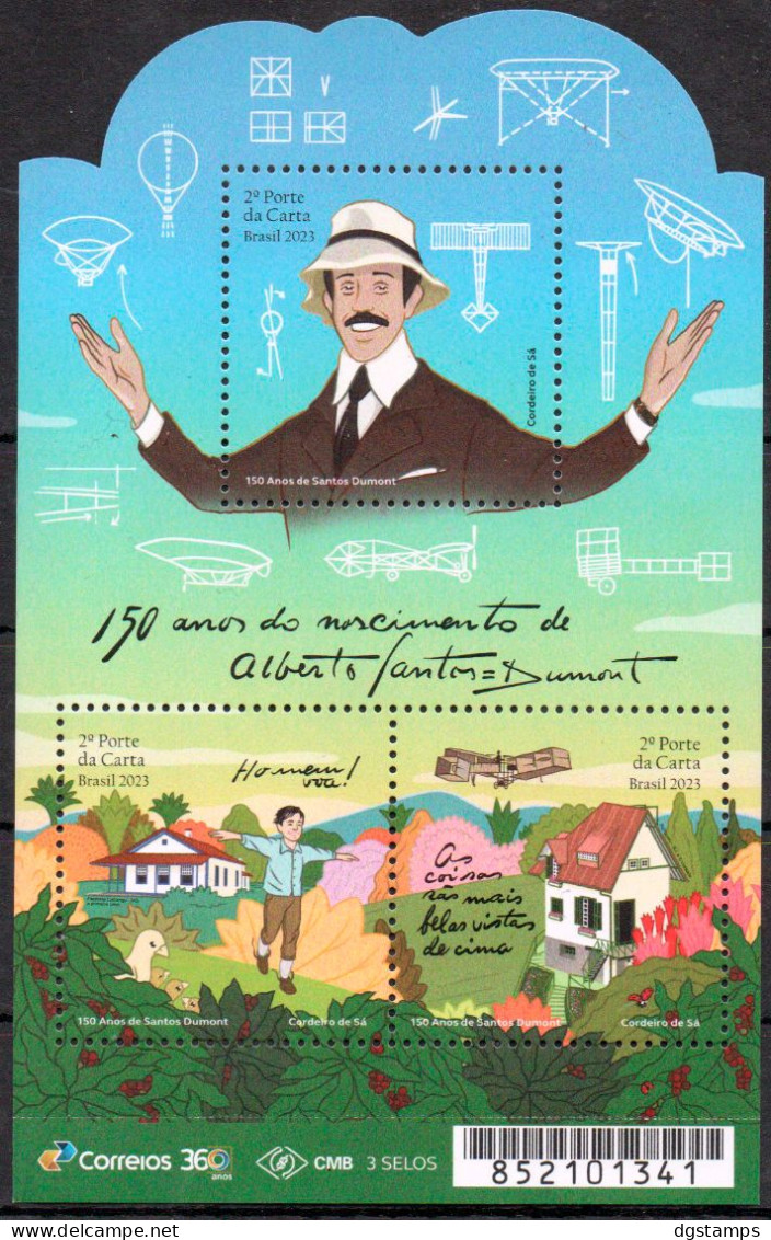 Brasil - Brazil 2023 ** 150 Years Since The Birth Of Alberto Santos Dumont. Aviation. - Neufs