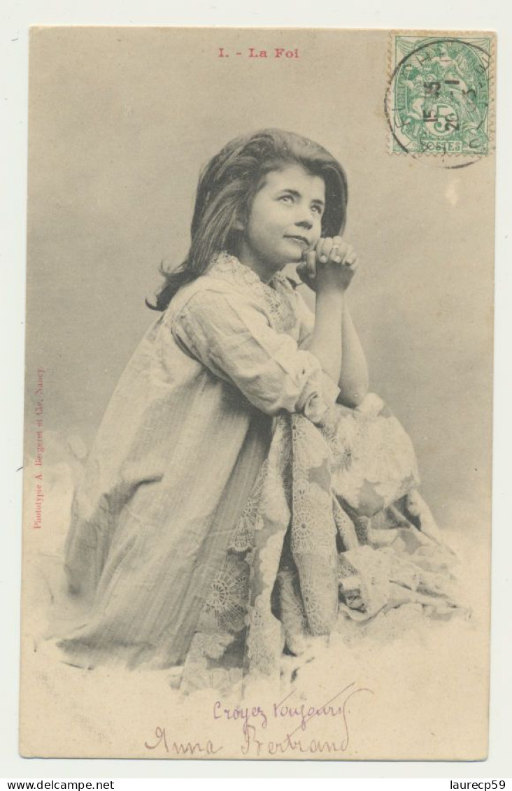 Carte Fantaisie Enfant - La Foi - Phototypie BERGERET - Bergeret