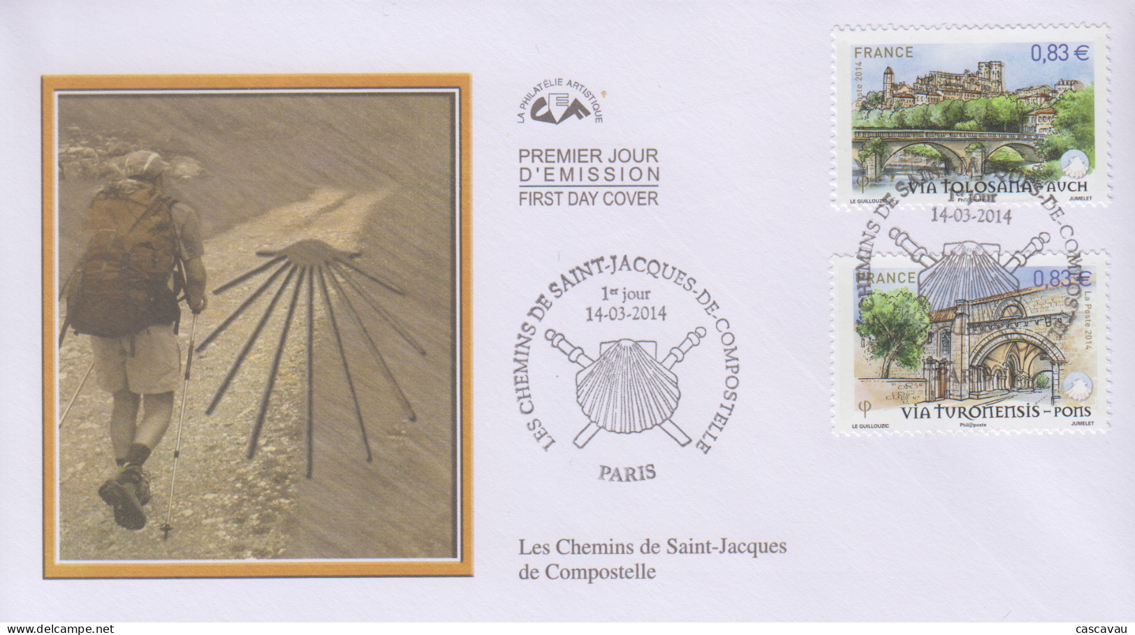 Enveloppe   FDC   1er  Jour    FRANCE   Les  Chemins  De  SAINT  JACQUES  DE  COMPOSTELLE   2014 - 2010-2019