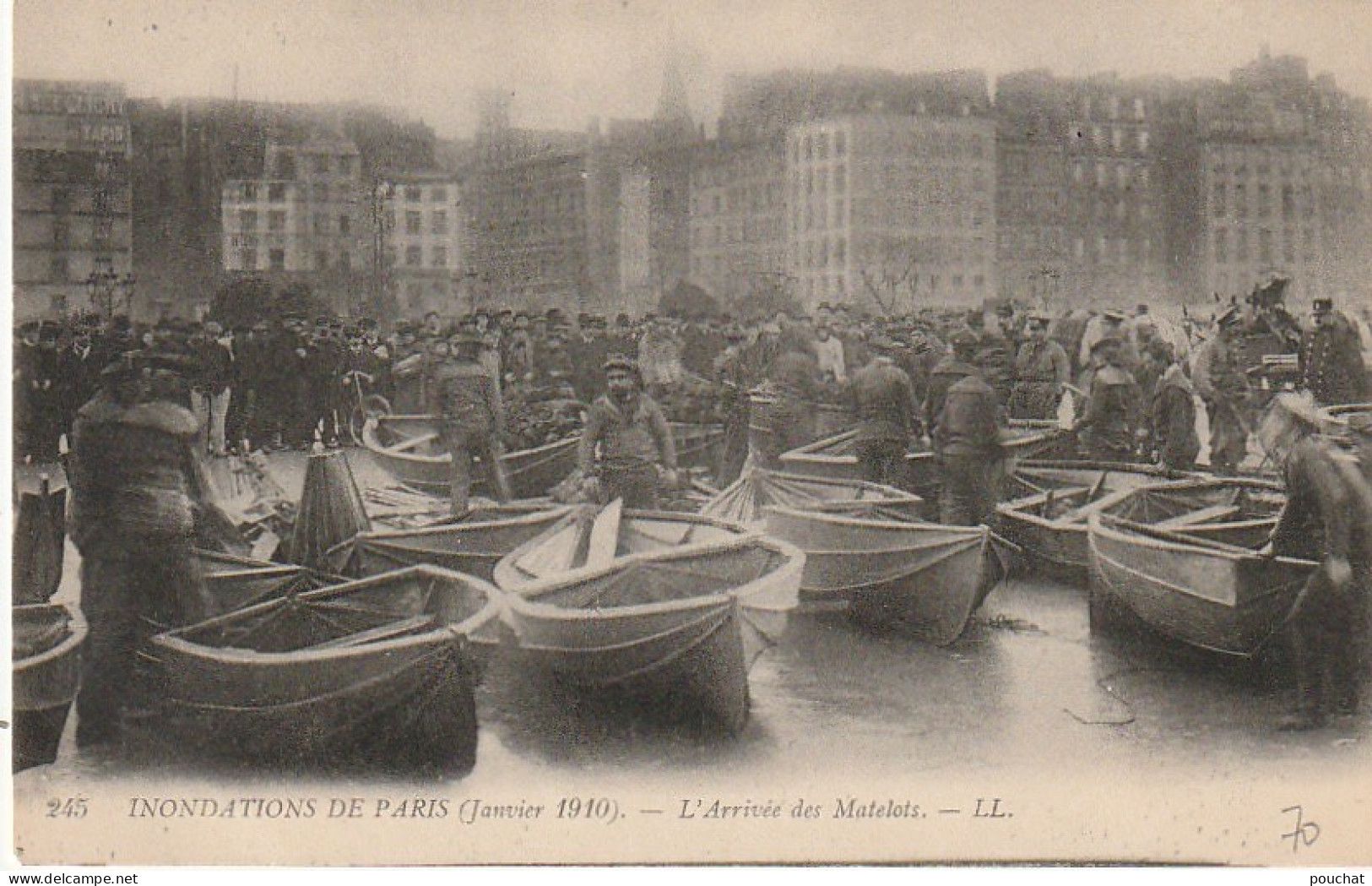 IN 27 -(75)  PARIS 1910 - L'ARRIVEE DES MATELOTS - LES BRETONS APPORTENT LEUR AIDE - 2 SCANS - Paris Flood, 1910