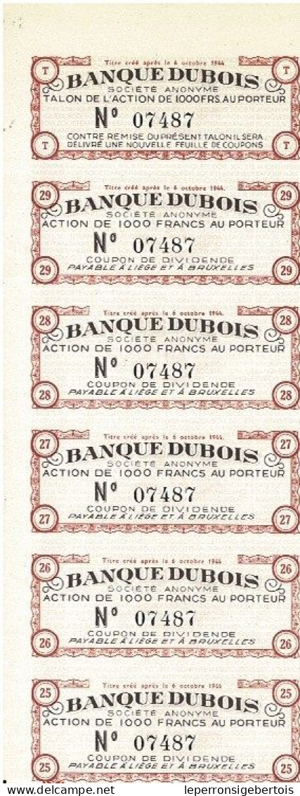 - Titre De 1950 - Banque Dubois - Société Anonyme  - EF - Banca & Assicurazione
