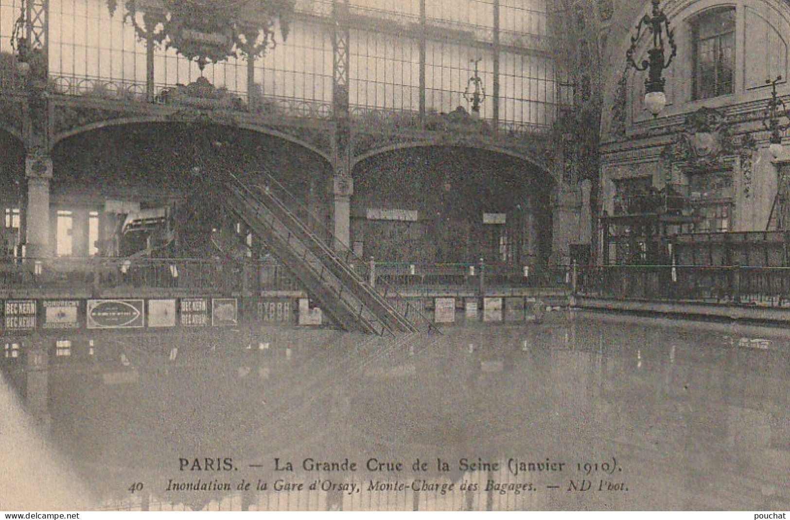 IN 27 -(75) PARIS - CRUE DE LA  SEINE - INONDATION DE LA GARE D'ORSAY  - 2 SCANS  - De Overstroming Van 1910
