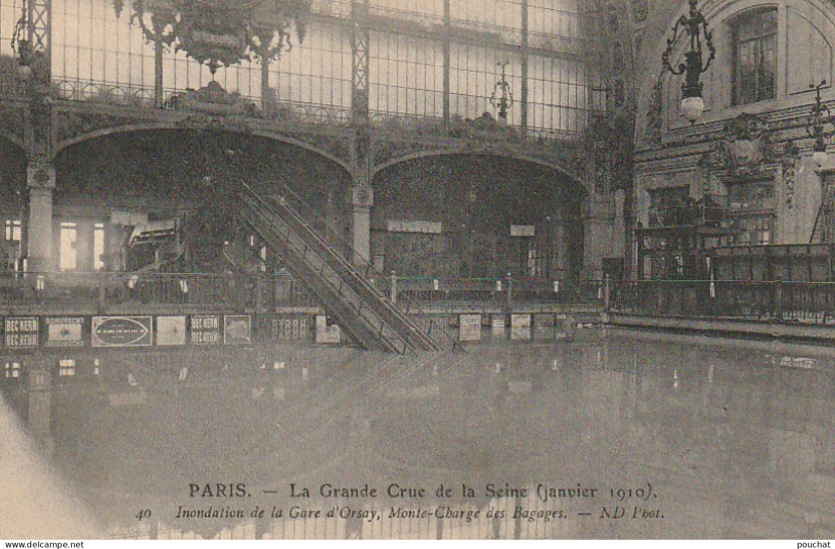 IN 27 -(75) PARIS - CRUE DE LA  SEINE - INONDATION DE LA GARE D'ORSAY  - 2 SCANS  - Alluvioni Del 1910