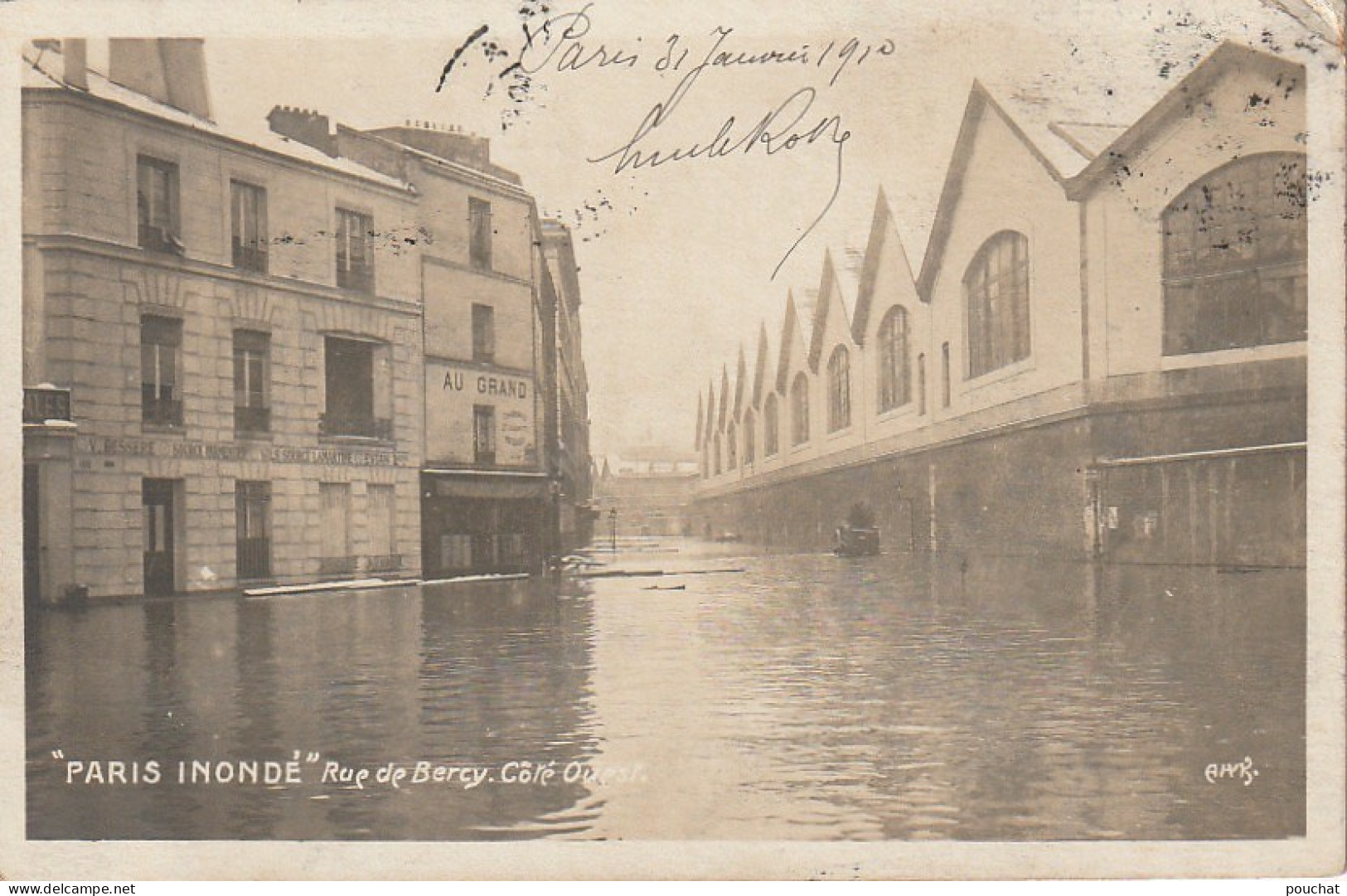 IN 28 -(75) " PARIS INONDE 1910 " - RUE DE BERCY , COTE OUEST - 2 SCANS - Alluvioni Del 1910