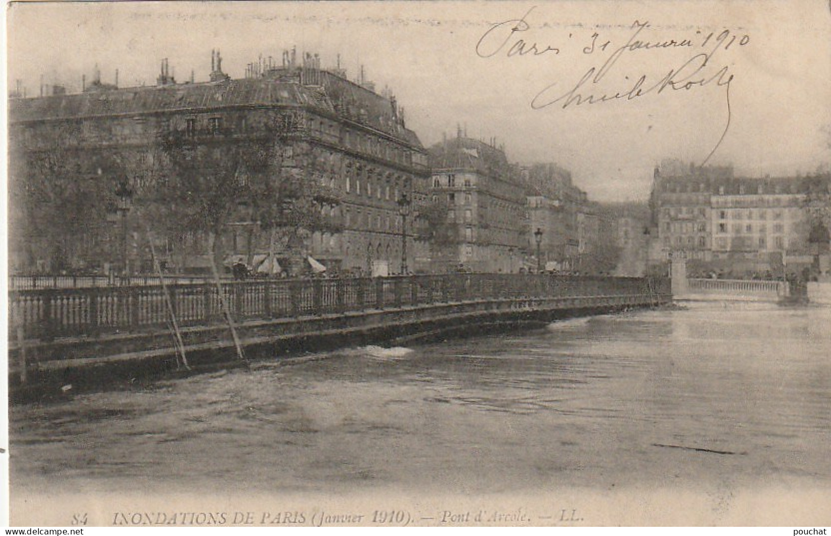 IN 28 -(75) INONDATIONS DE PARIS - LE PONT D' ARCOLE  - 2 SCANS - De Overstroming Van 1910