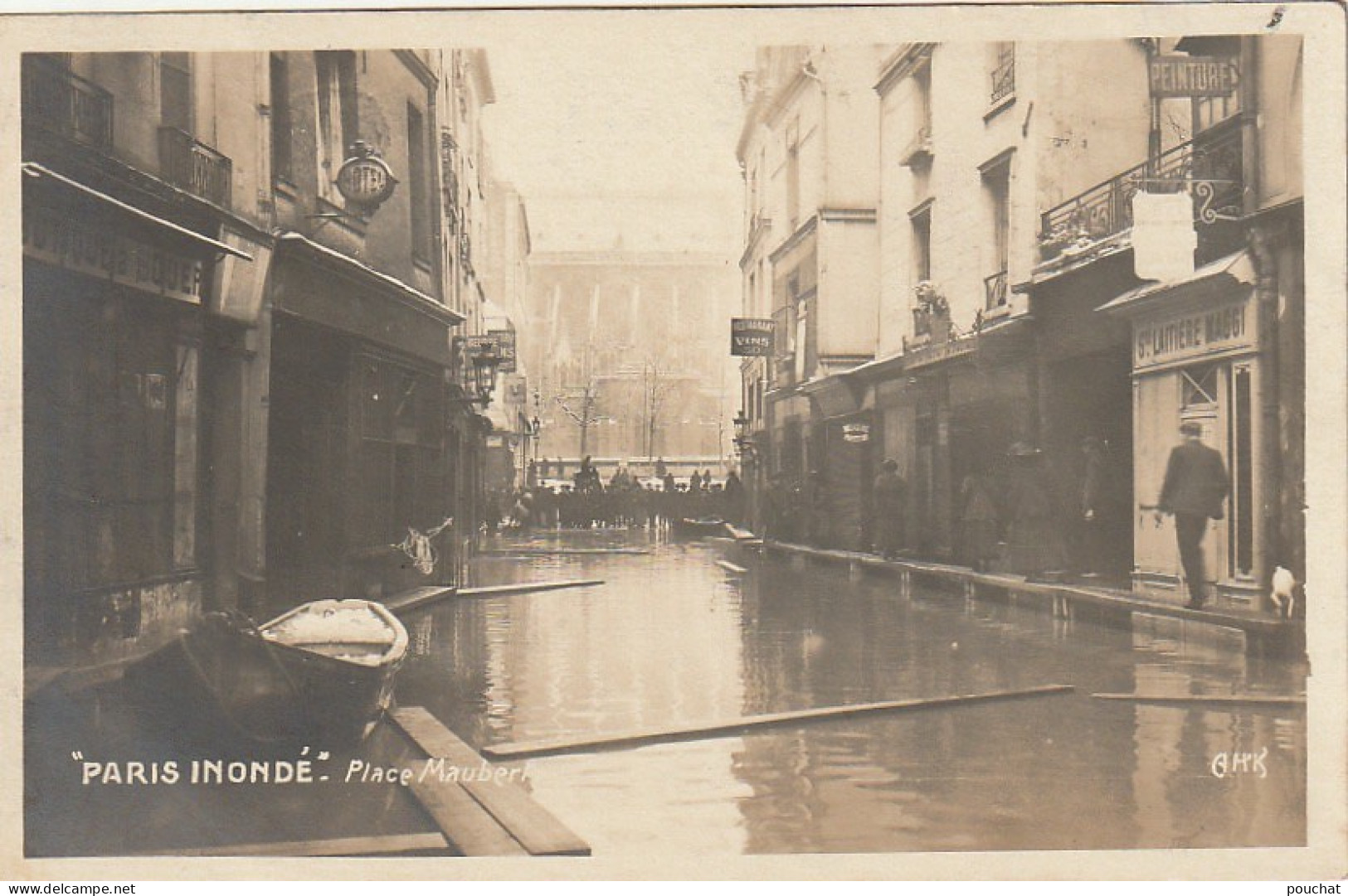 IN 28 -(75) " PARIS INONDE " - PLACE MAUBERT - PASSERELLES - 2 SCANS - Paris Flood, 1910