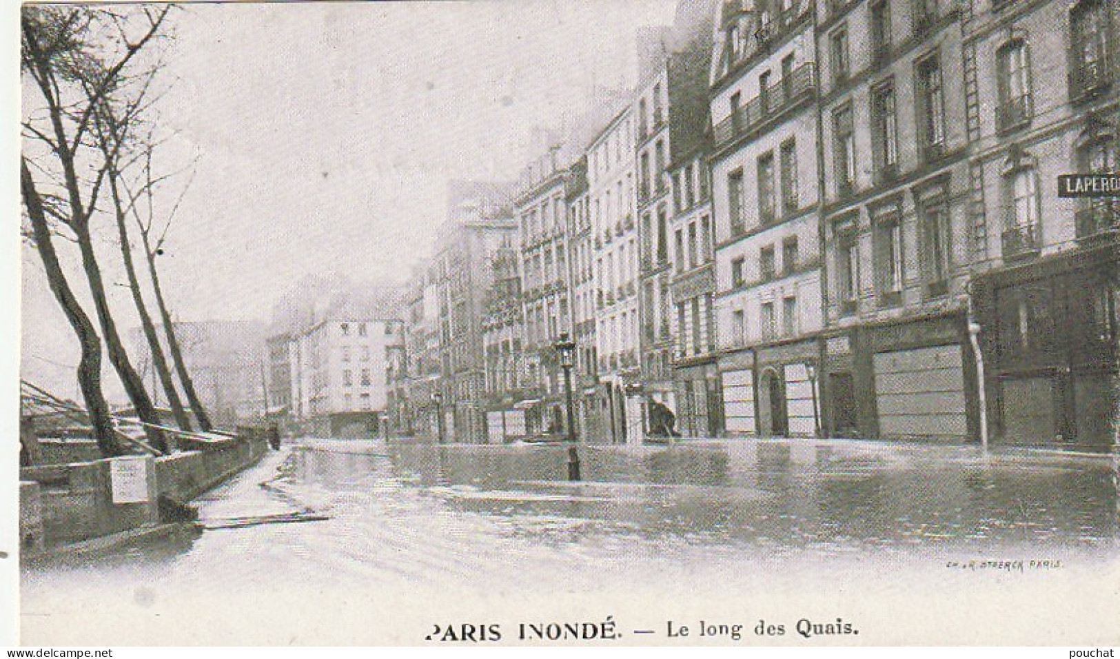 IN 28 -(75) PARIS  INONDE - LE LONG DES QUAIS - CARTE PUBLICITAIRE : CHICOREE "A LA MENAGERE" - 2 SCANS - Alluvioni Del 1910