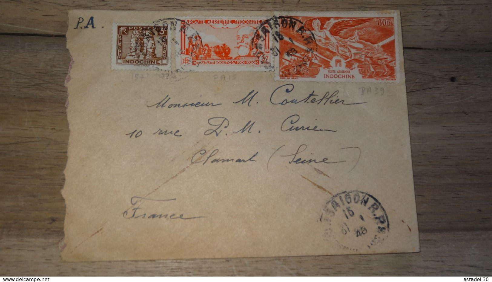 Enveloppe INDOCHINE, Avion, Hanoi 1948   ......... Boite1 ...... 240424-113 - Storia Postale