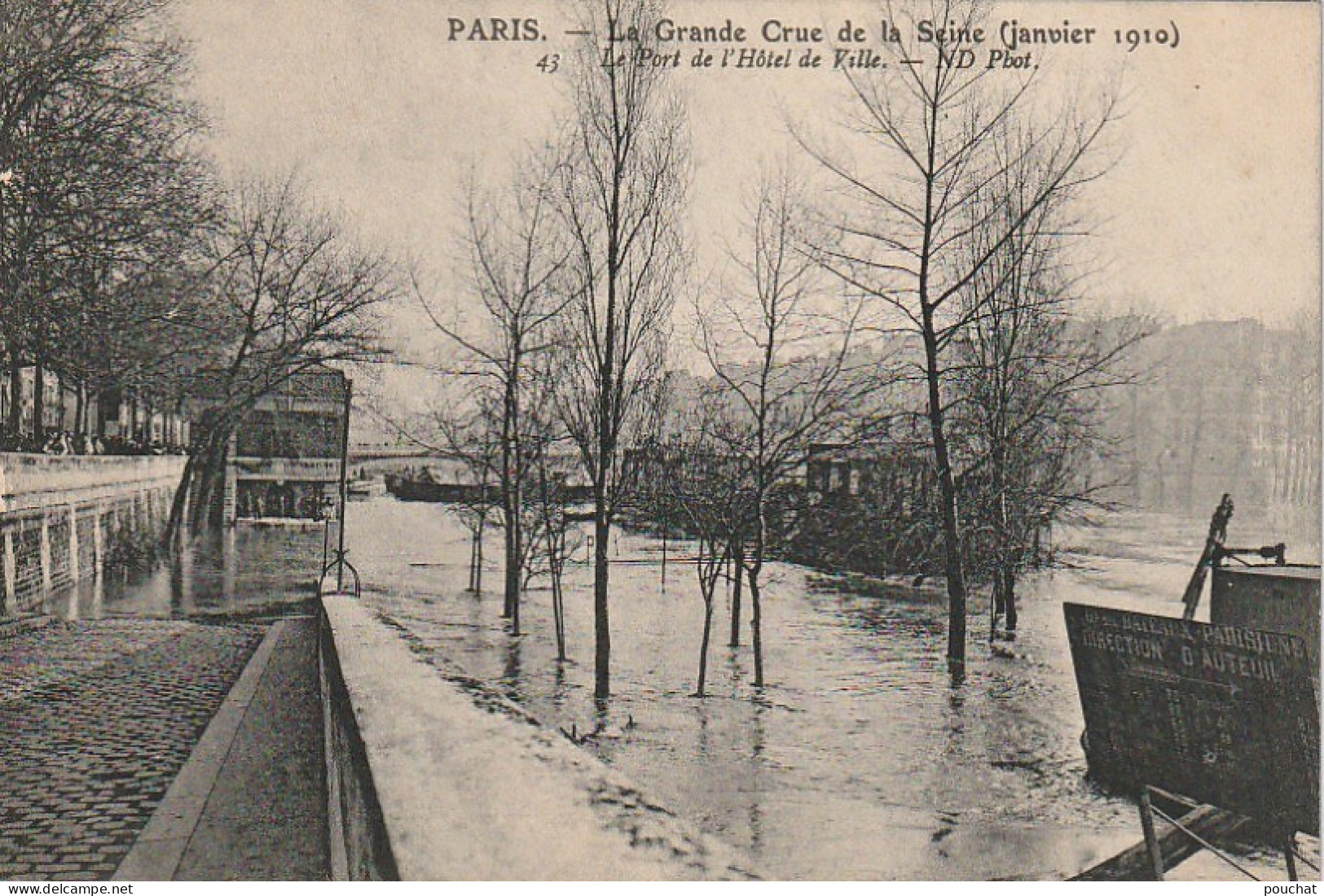 IN 28-(75) PARIS - CRUE DE LA SEINE - LE PORT DE L'HOTEL DE VILLE  - 2 SCANS - Alluvioni Del 1910