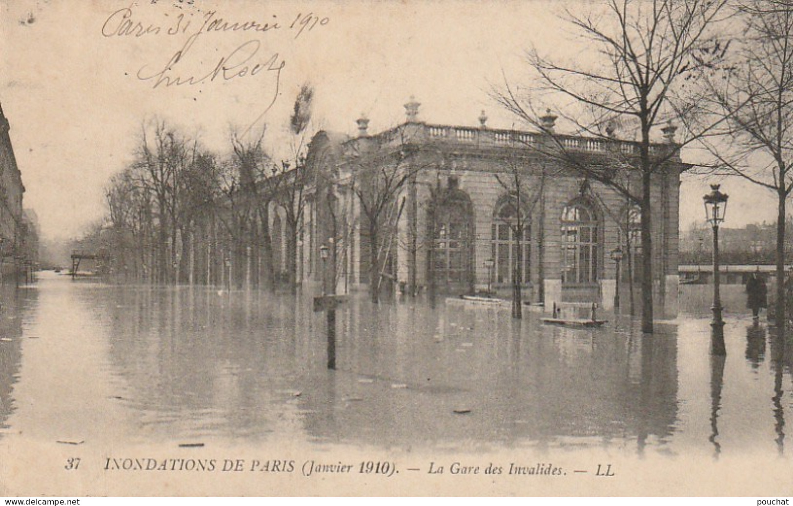 IN 28-(75) INONDATIONS DE  PARIS  - LA GARE DES INVALIDES - 2 SCANS - Paris Flood, 1910