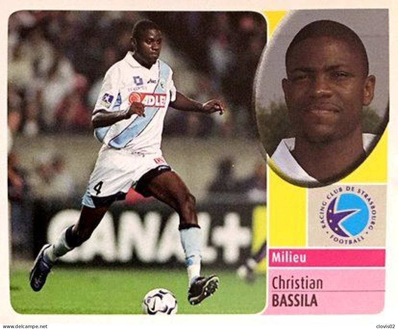 259 Christian Bassila - RC Strasbourg Alsace - Panini France Foot 2003 Sticker Vignette - Edizione Francese