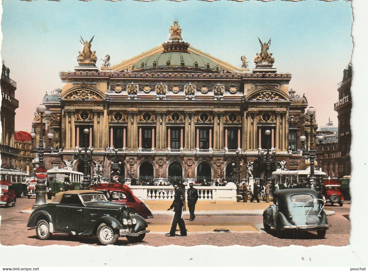 JA 1 - (75) PARIS  - LE THEATRE DE L'OPERA - AUTOMOBILES , AUTOBUS  - CARTE COULEURS - 2 SCANS - District 09