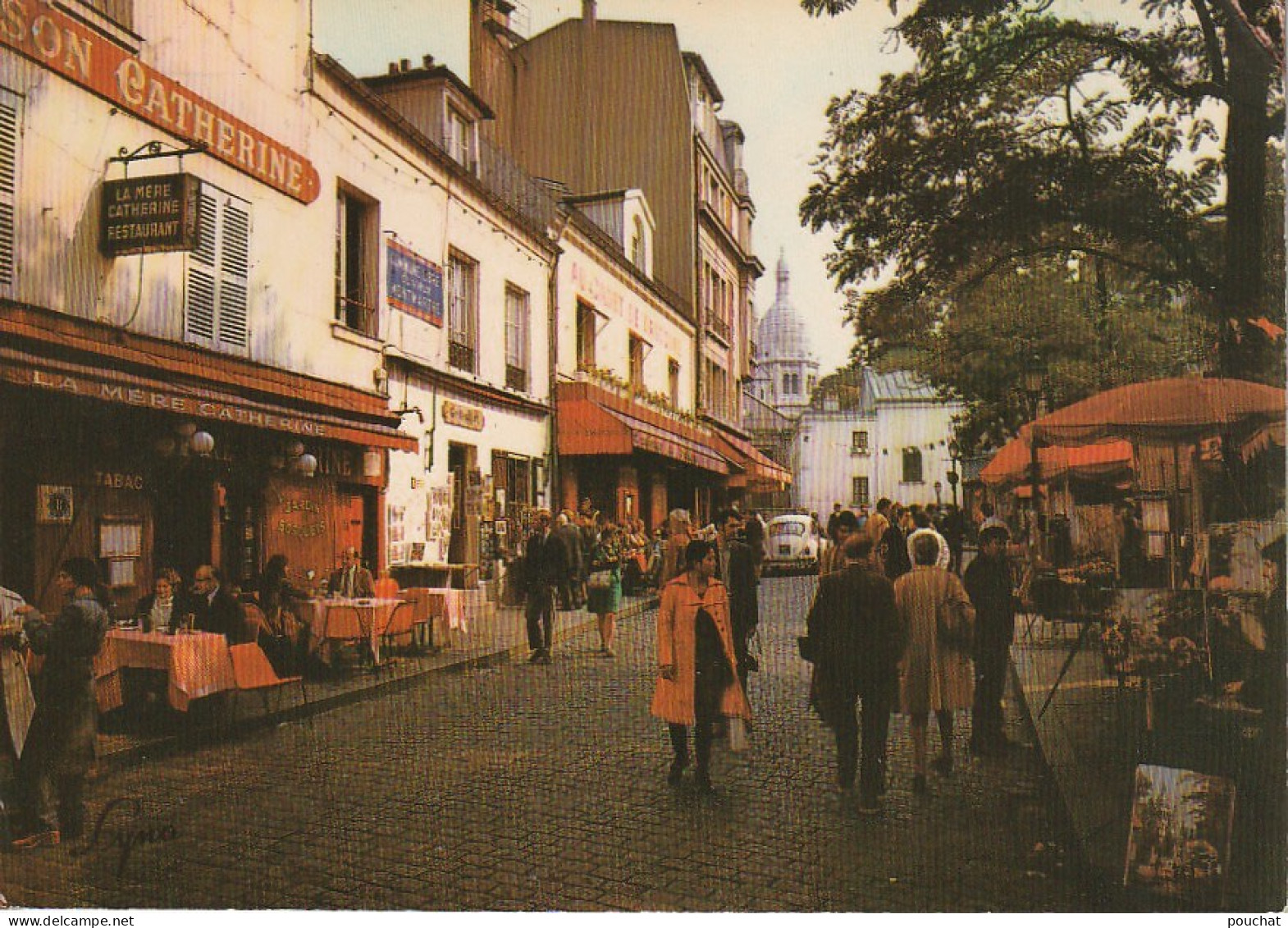 JA 1 - (75) PARIS -  LA PLACE DU TERTRE - RESTAURANT " LA MERE CATHERINE " - PEINTRES - CARTE COULEURS - 2 SCANS - District 18