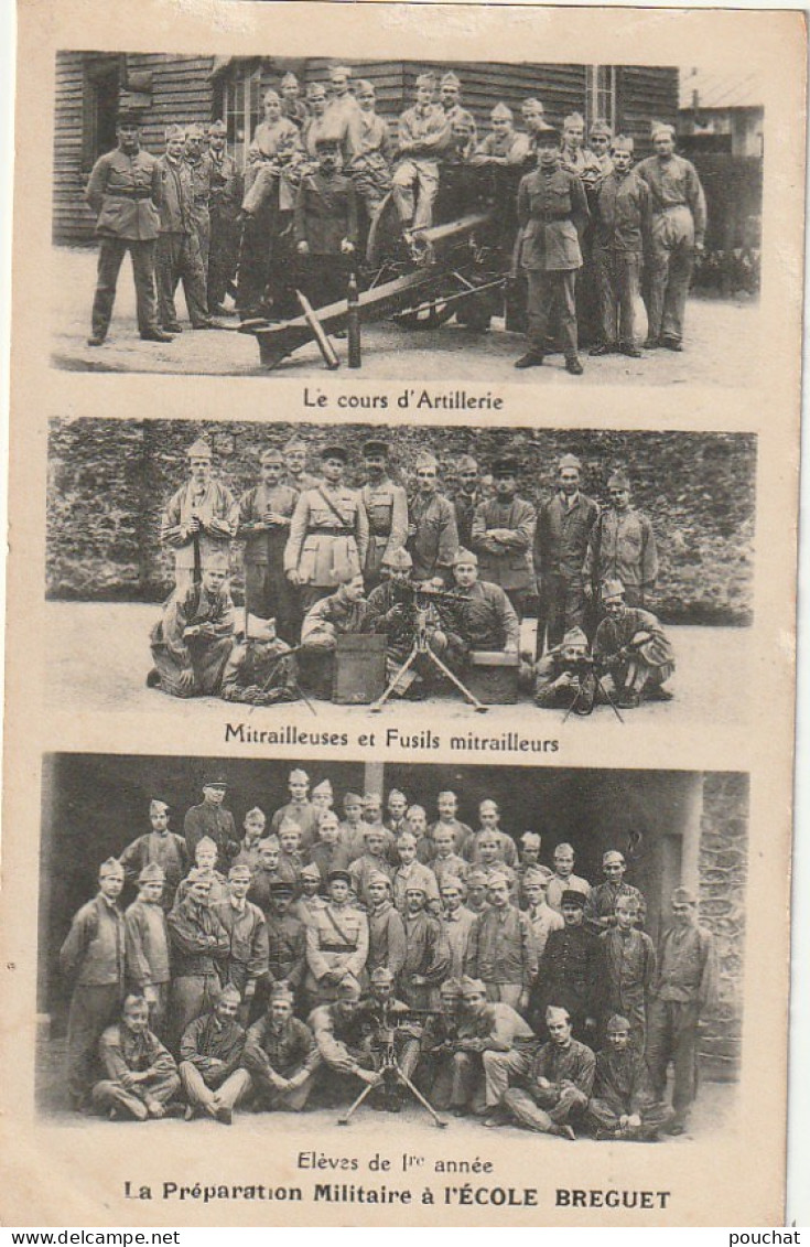 JA 2- (75) PARIS - PREPARATION MILITAIRE A L'ECOLE BREGUET - LES ELEVES - MITRAILLEUSES ET FUSILS MITRAILLEURS - 2 SCANS - Educazione, Scuole E Università