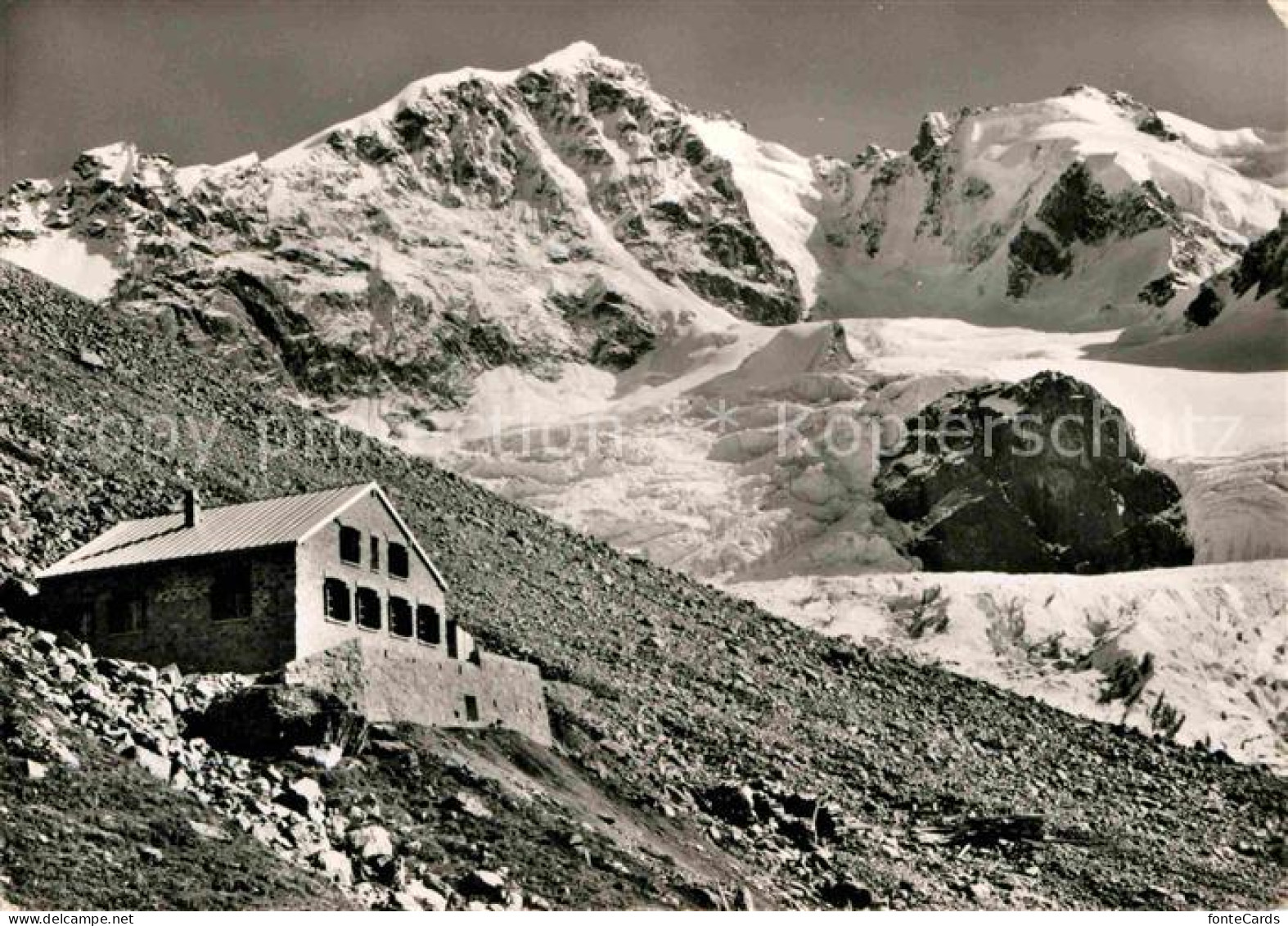 12639533 Tschiervahuette Mit Piz Bernina Und Monte Di Scerscen Tschiervahuette - Autres & Non Classés