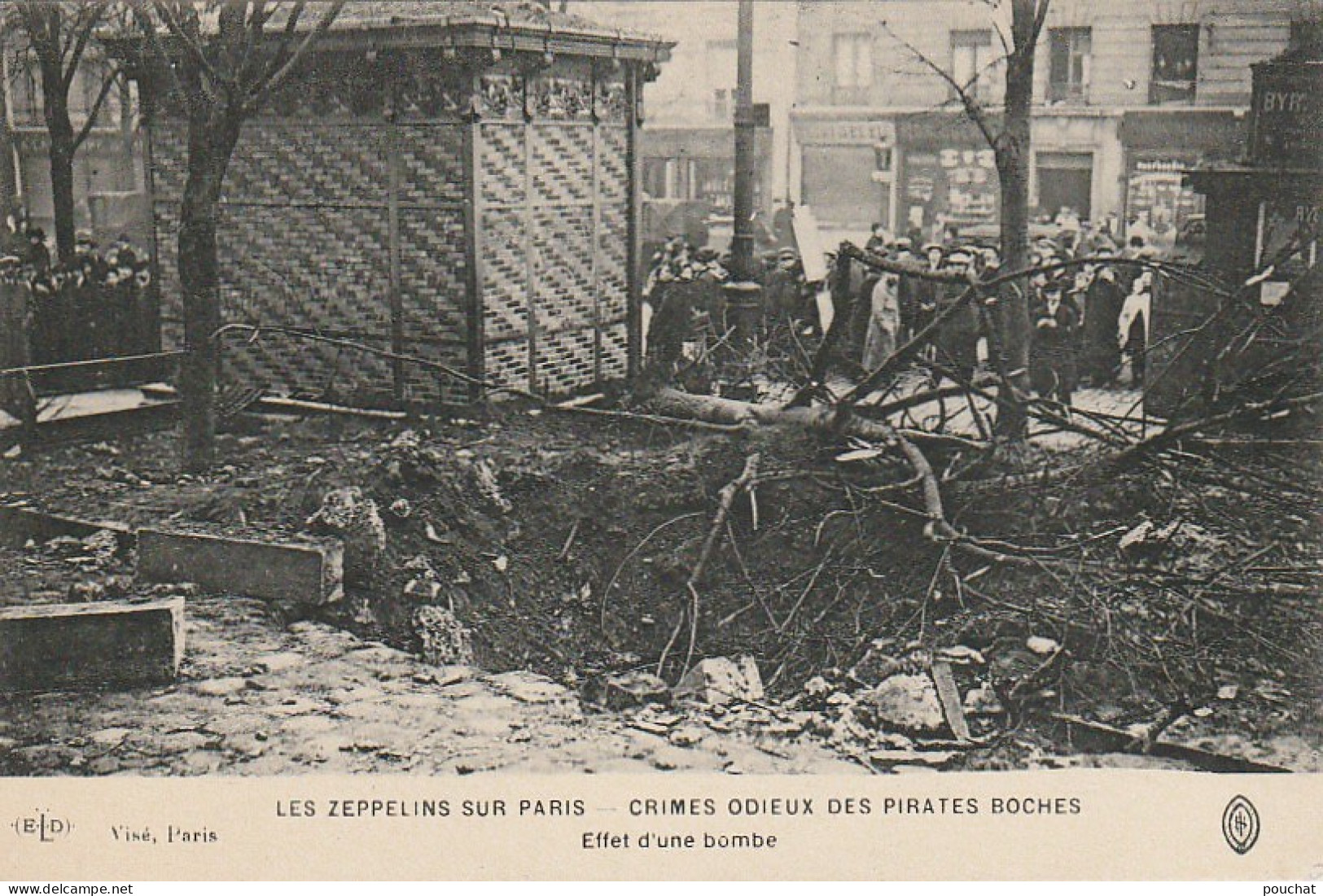 JA 2- (75) LES ZEPPELINS SUR PARIS - CRIMES ODIEUX DES PIRATES BOCHES - EFFET D'UNE BOMBE - 2 SCANS - Lotes Y Colecciones