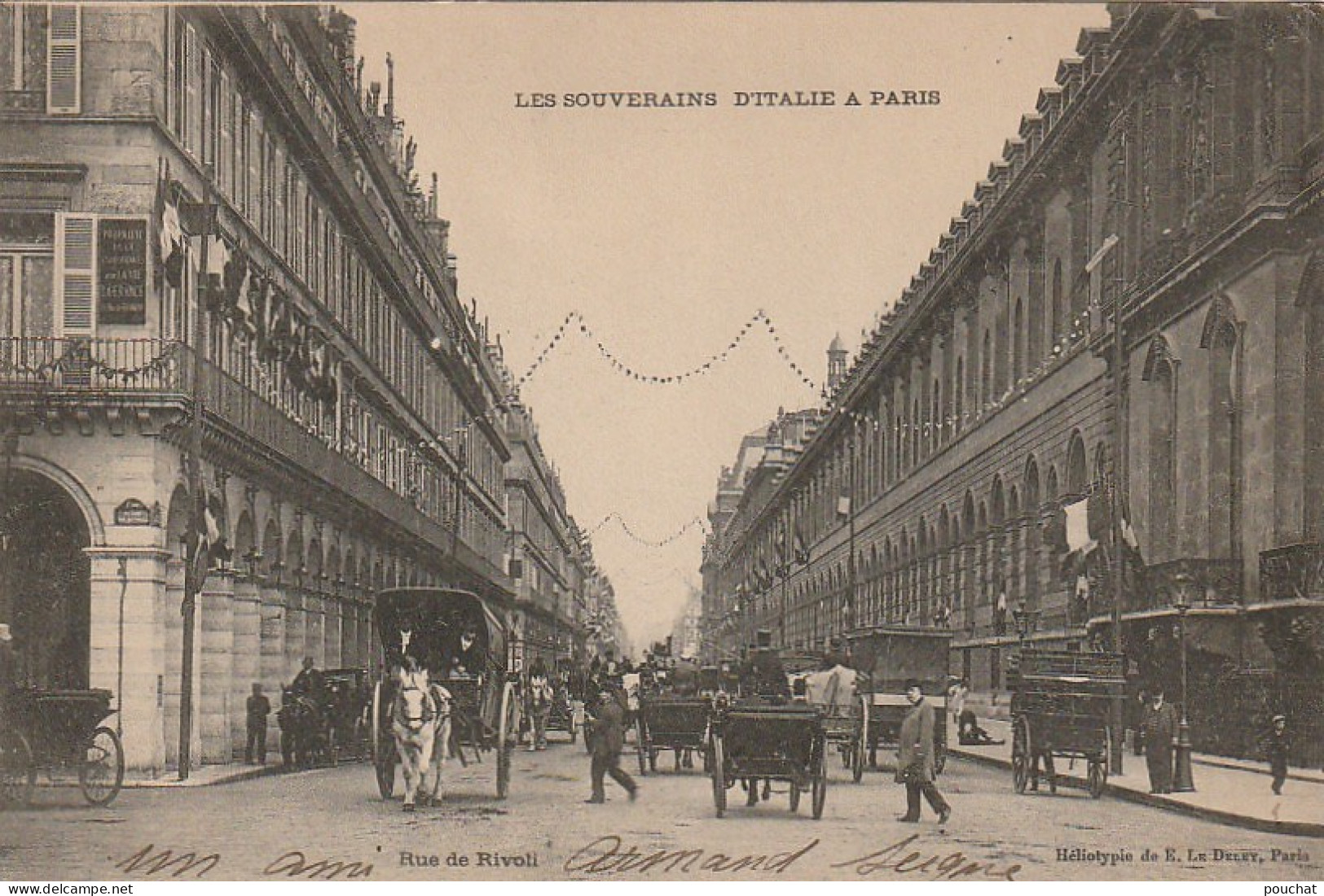 JA 3 -(75) LES SOUVERAINS D'ITALIE A PARIS - RUE DE RIVOLI - 2 SCANS  - Case Reali