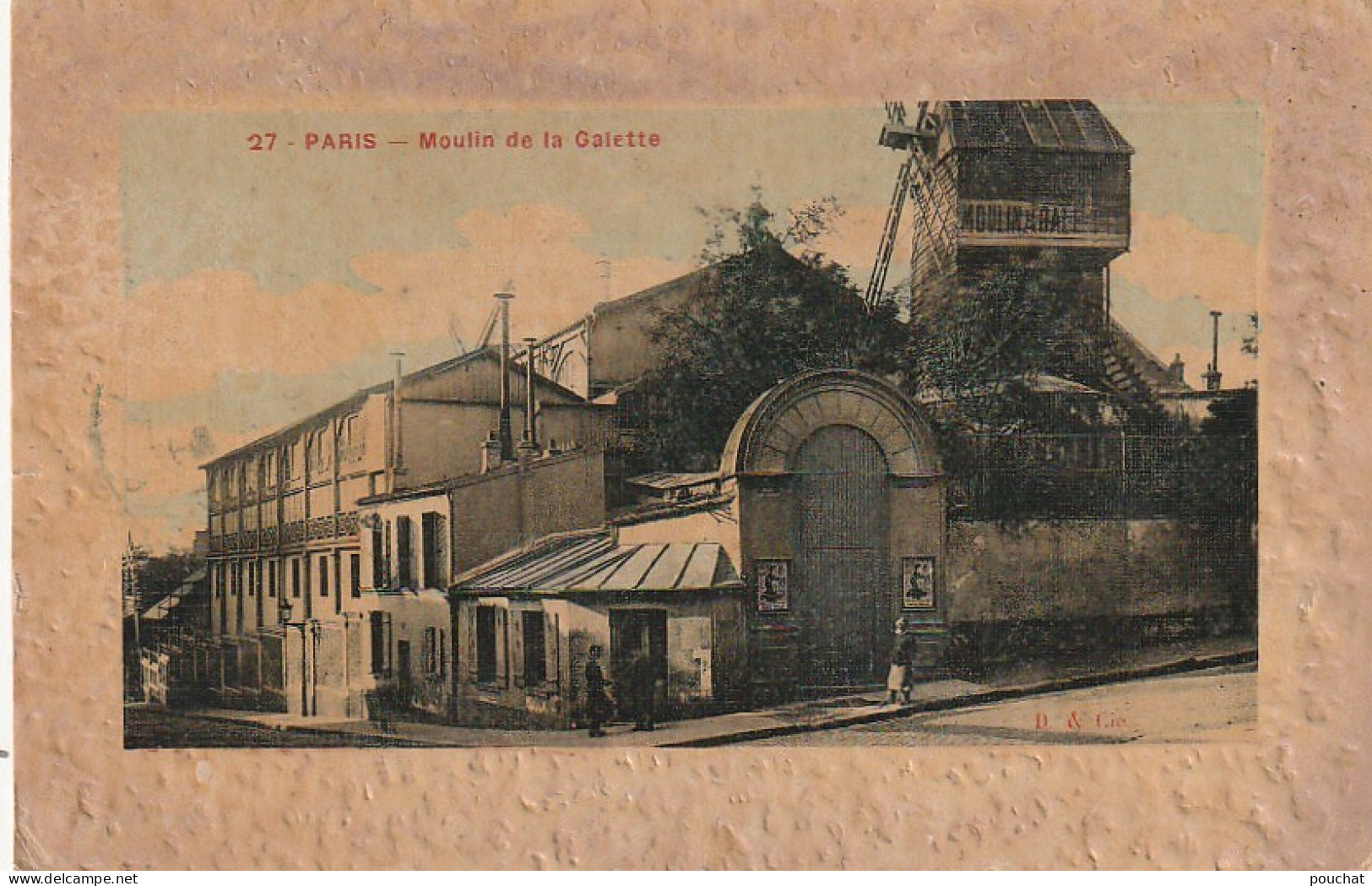 JA 3 -(75) PARIS - MOULIN DE LA GALETTE - CARTE FANTAISIE COLORISEE - CONTOURS GAUFRES - 2 SCANS  - Arrondissement: 18