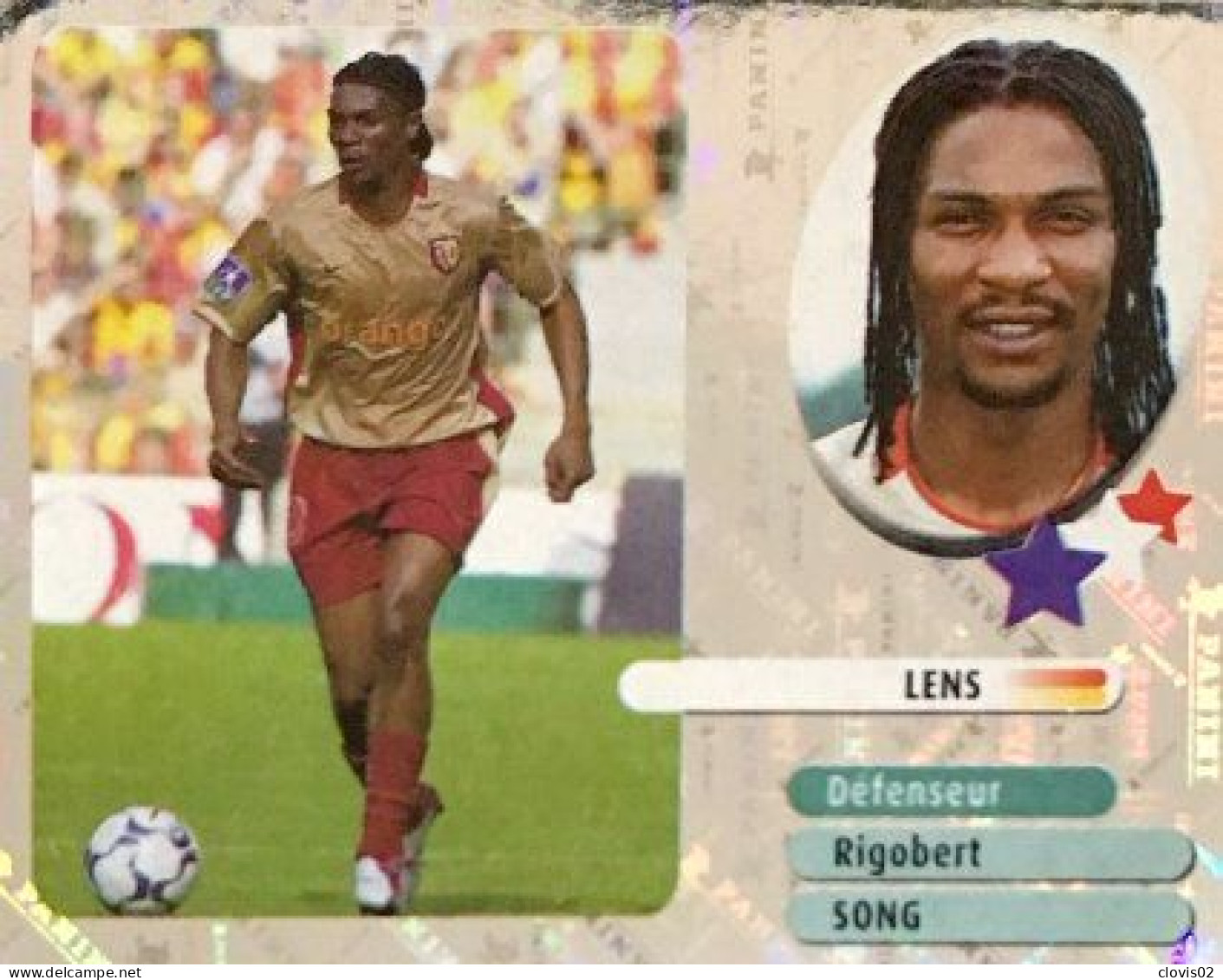 291 Rigobert Song - RC Lens - Stars Du Foot - Panini France Foot 2003 Sticker Vignette - Edizione Francese