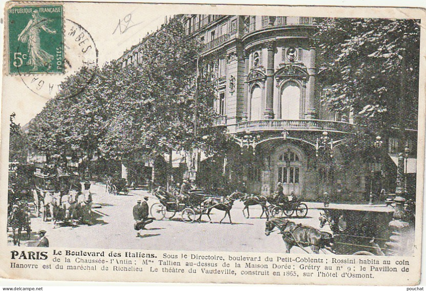 JA 4 -(75) PARIS -BOULEVARD DES ITALIENS - CALECHES - VOITURES HIPPOMOBILES - 2 SCANS - Arrondissement: 09