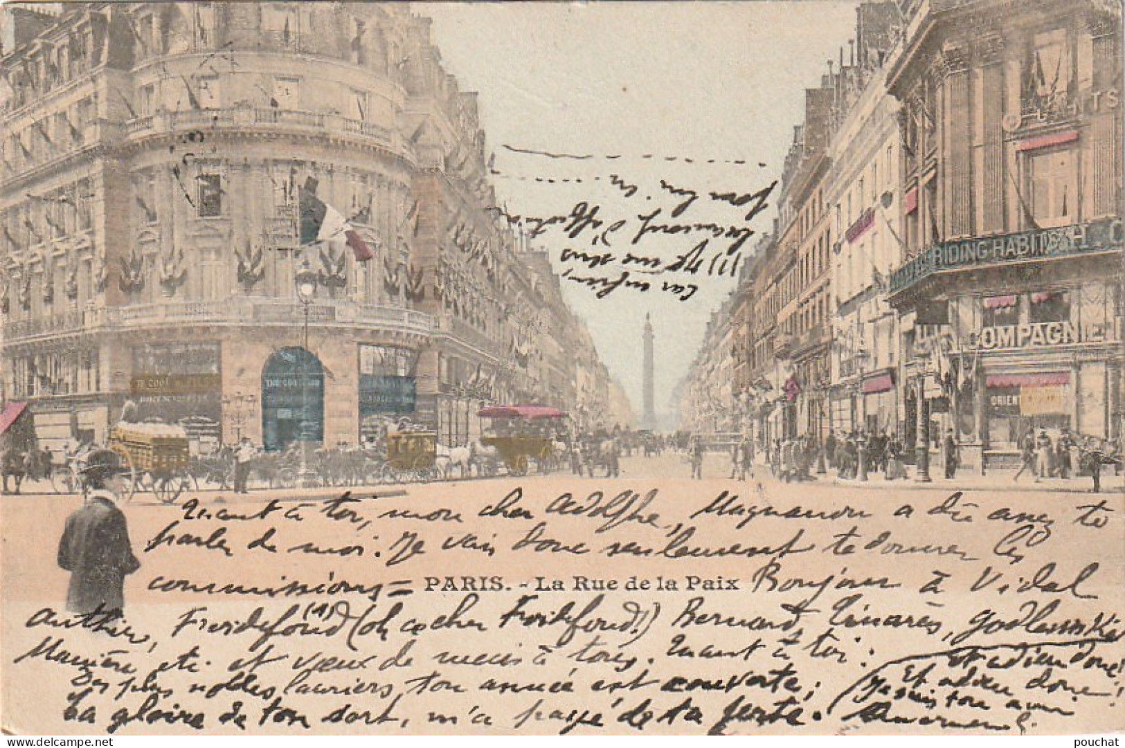 JA 4 - (75) PARIS - LA RUE DE LA PAIX - CARTE COLORISEE ILLUSTREE - 2 SCANS - District 02