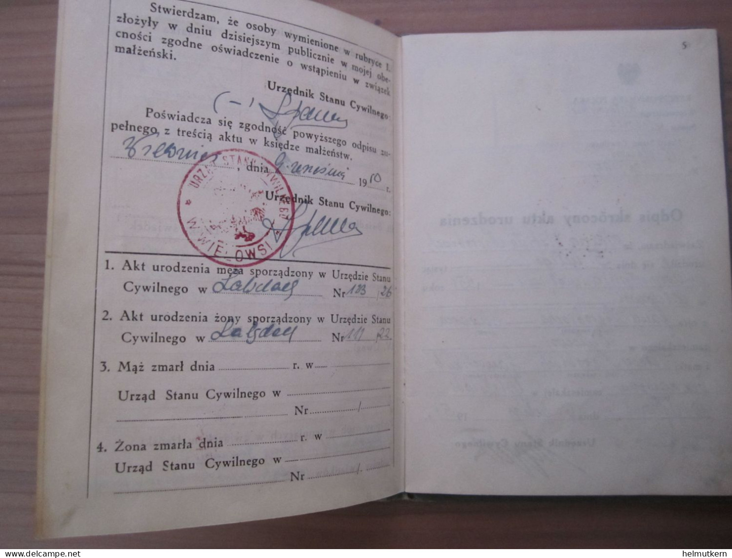 Ksiazeczka Stanu Cywilnego - Personenstandsheft - 1950 - 1955 - Gleiwitz - Schlesien - Polen - Historische Dokumente