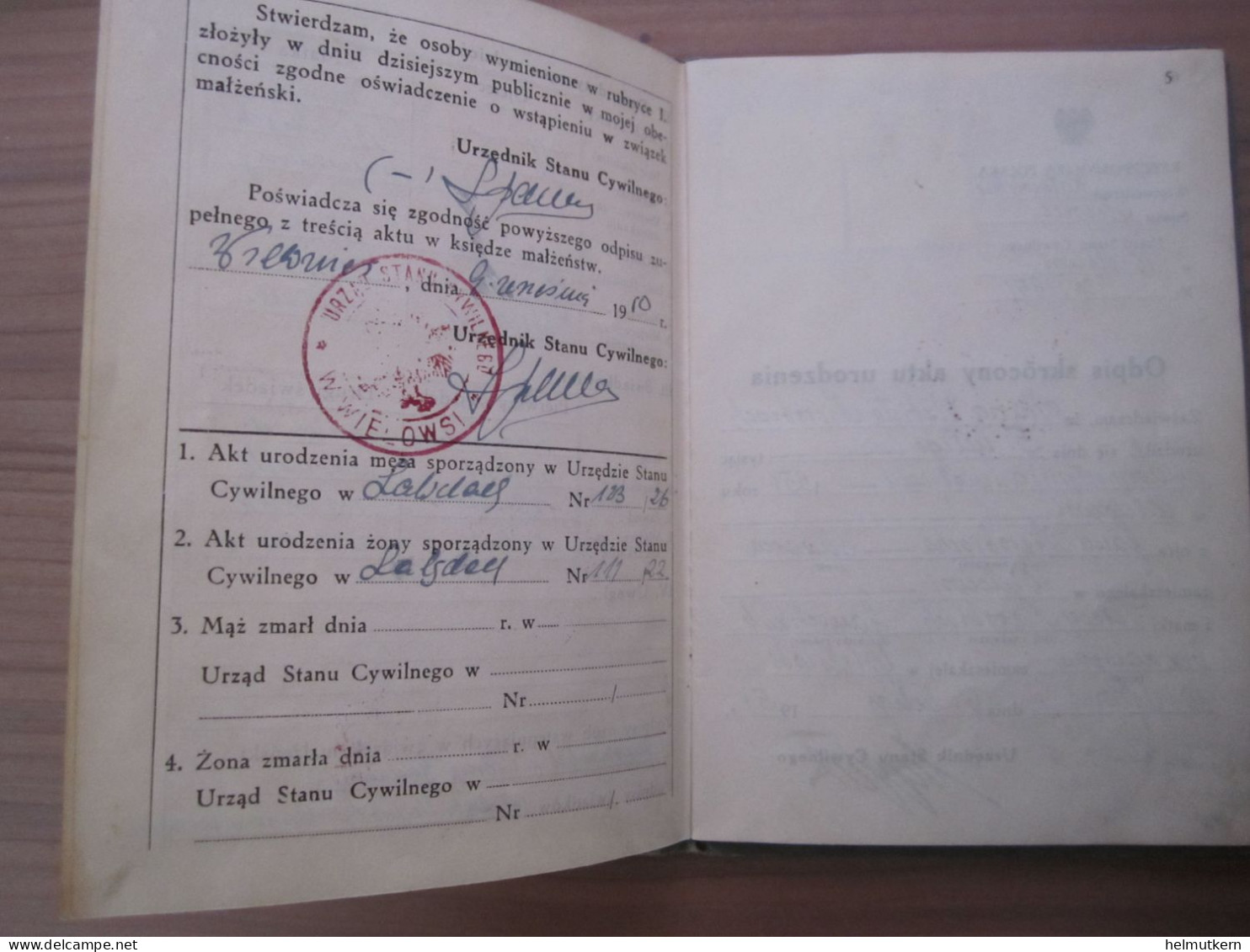 Ksiazeczka Stanu Cywilnego - Personenstandsheft - 1950 - 1955 - Gleiwitz - Schlesien - Polen - Documents Historiques