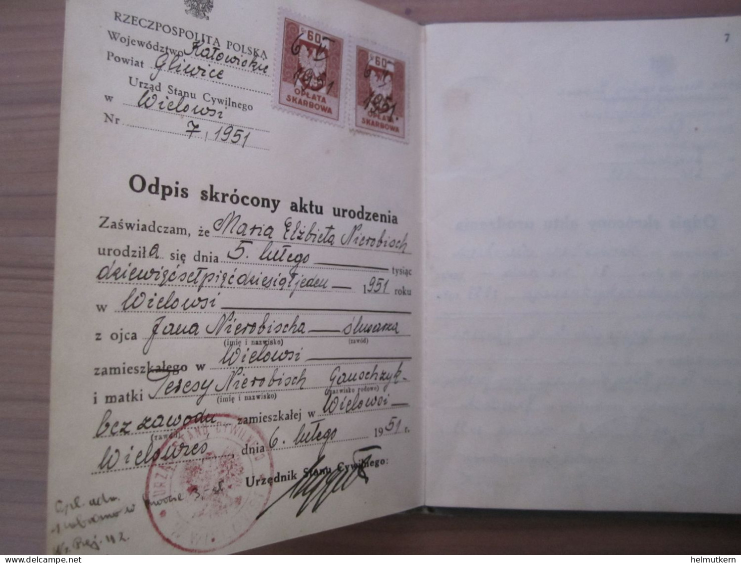 Ksiazeczka Stanu Cywilnego - Personenstandsheft - 1950 - 1955 - Gleiwitz - Schlesien - Polen - Historische Dokumente