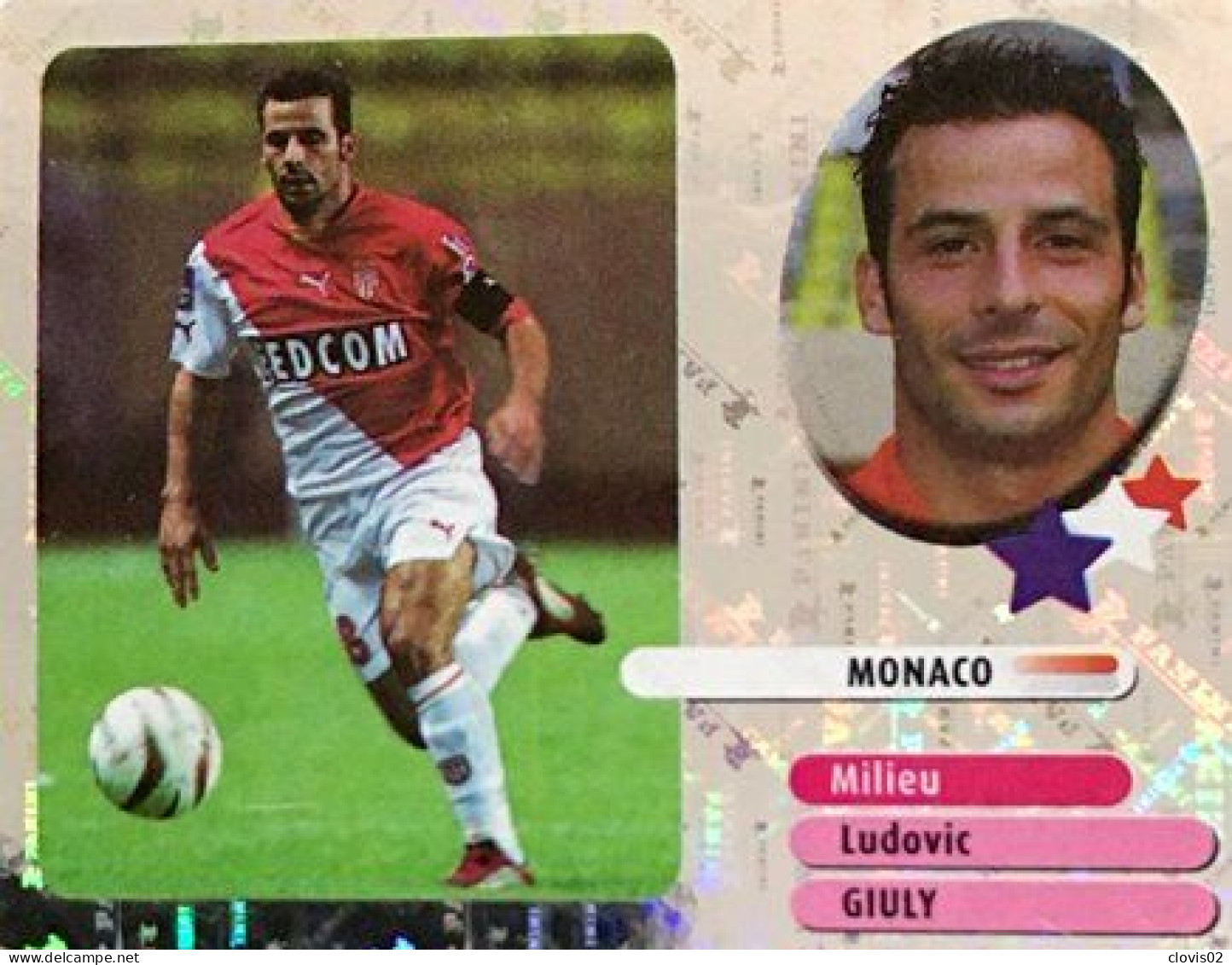 302 Ludovic Giuly - AS Monaco - Stars Du Foot - Panini France Foot 2003 Sticker Vignette - French Edition