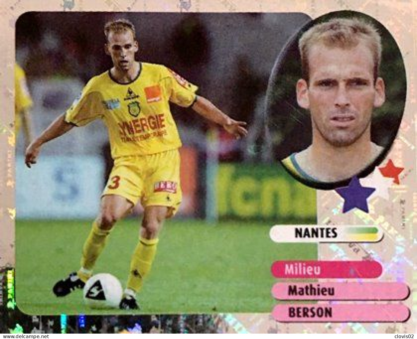 305 Mathieu Berson - FC Nantes - Stars Du Foot - Panini France Foot 2003 Sticker Vignette - French Edition