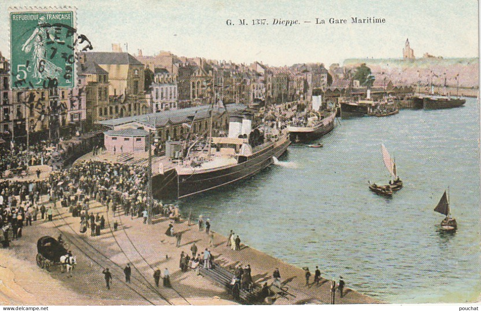 JA 7 -(76)  DIEPPE - LA GARE MARITIME - CARTE COLORISEE  - 2 SCANS  - Dieppe