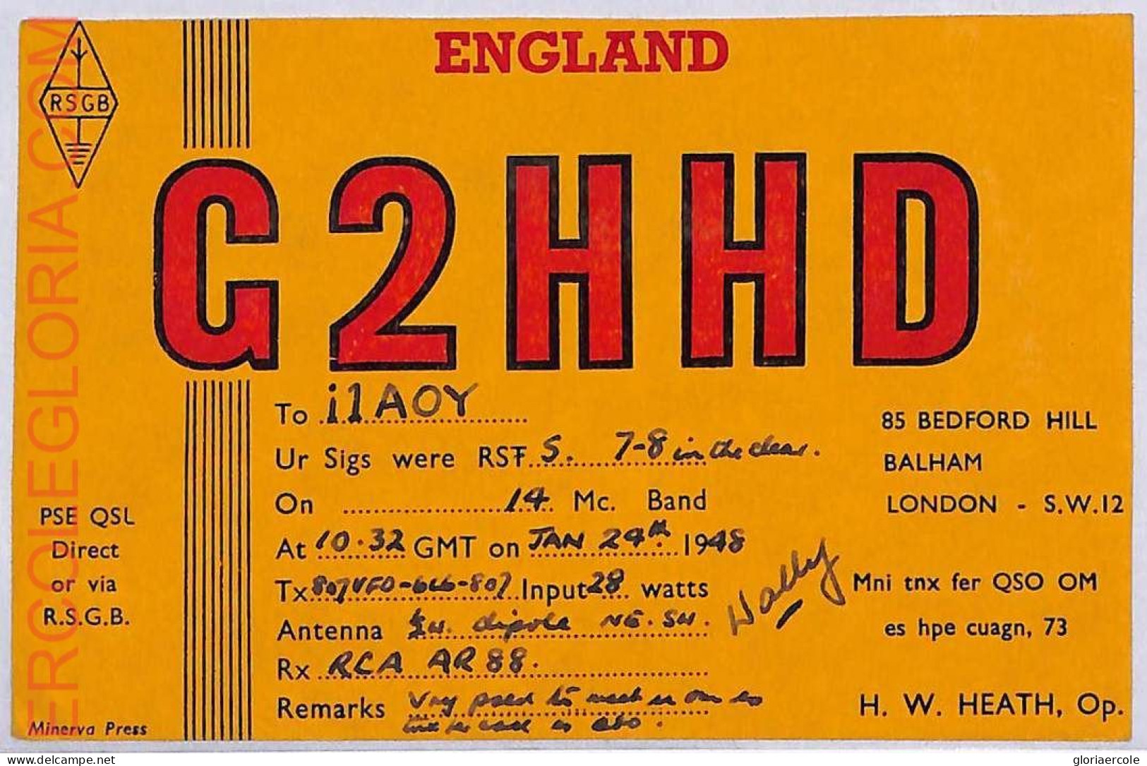 Ad9091 - GREAT BRITAIN - RADIO FREQUENCY CARD - England - 1948 - Radio