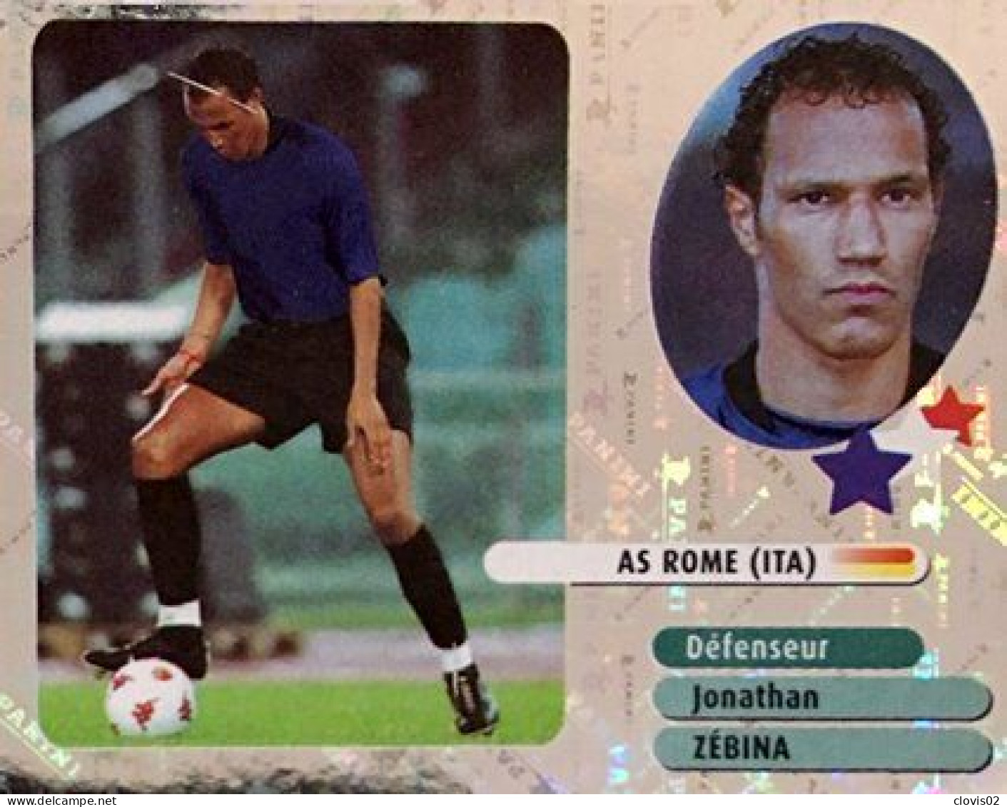 321 Jonathan Zébina - AS Rome - Stars Du Foot - Panini France Foot 2003 Sticker Vignette - Edición Francesa