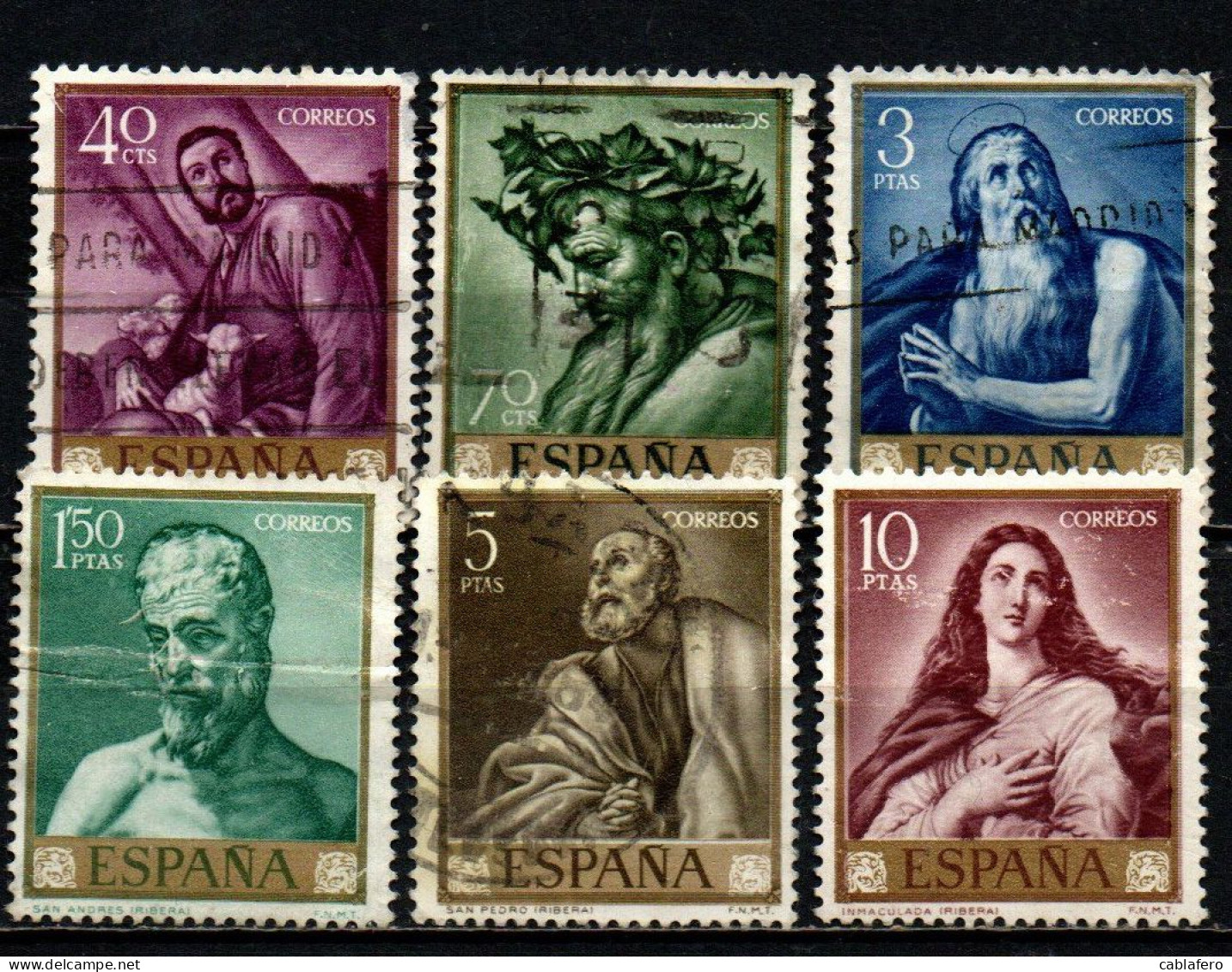 SPAGNA - 1963 - DIPINTI DI JOSE' DE RIBERA DETTO "LO SPAGNOLETTO" - USATI - Used Stamps