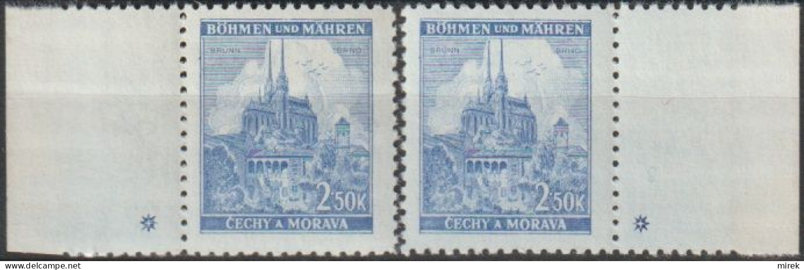 031/ Pof. 60, Greyish Blue, Border Stamps, Plate Mark + - Nuevos