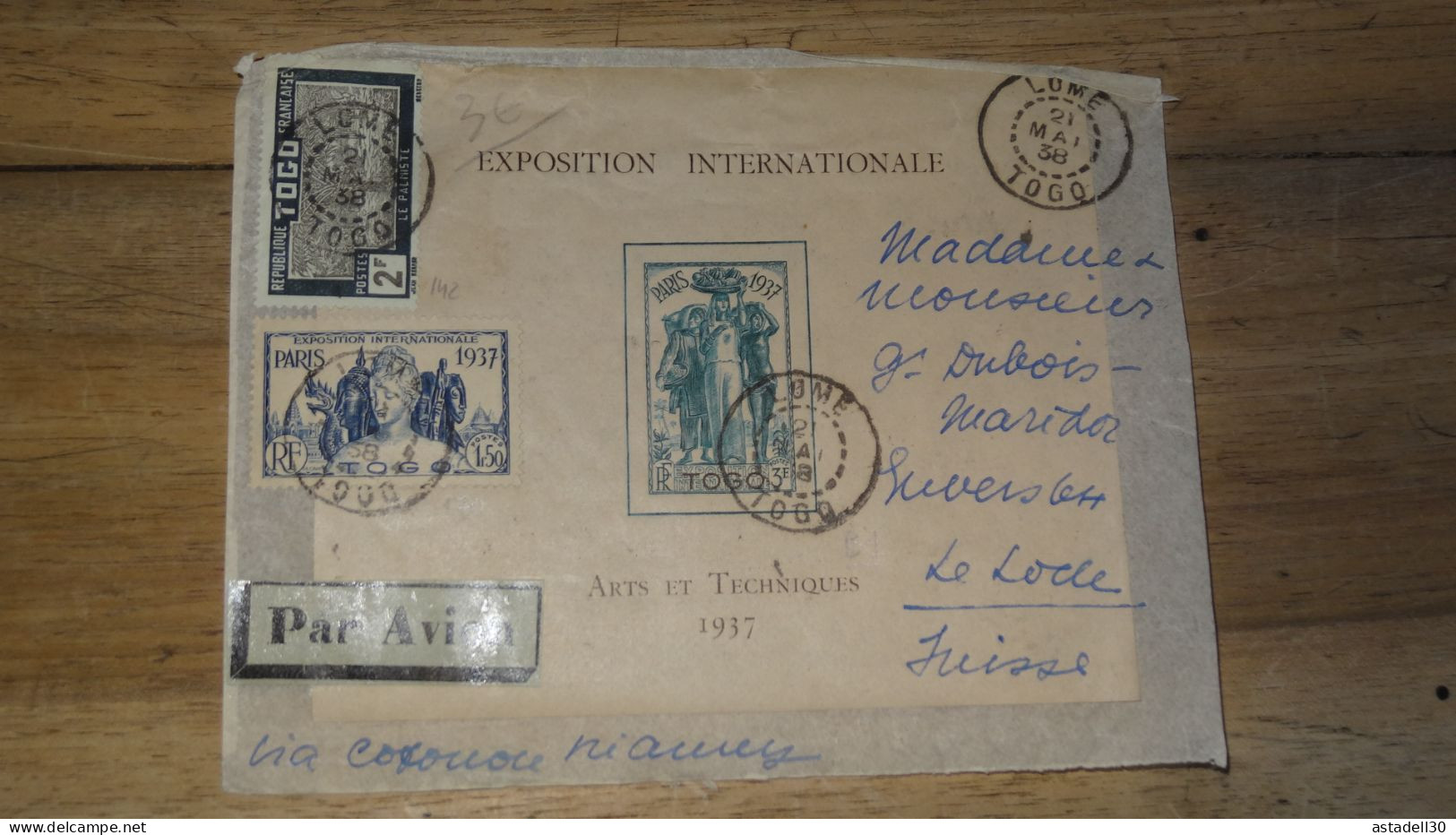 Devant D'enveloppe, TOGO, Lomé ,  Avec BF De 1937   ......... Boite1 ...... 240424-116 - Storia Postale