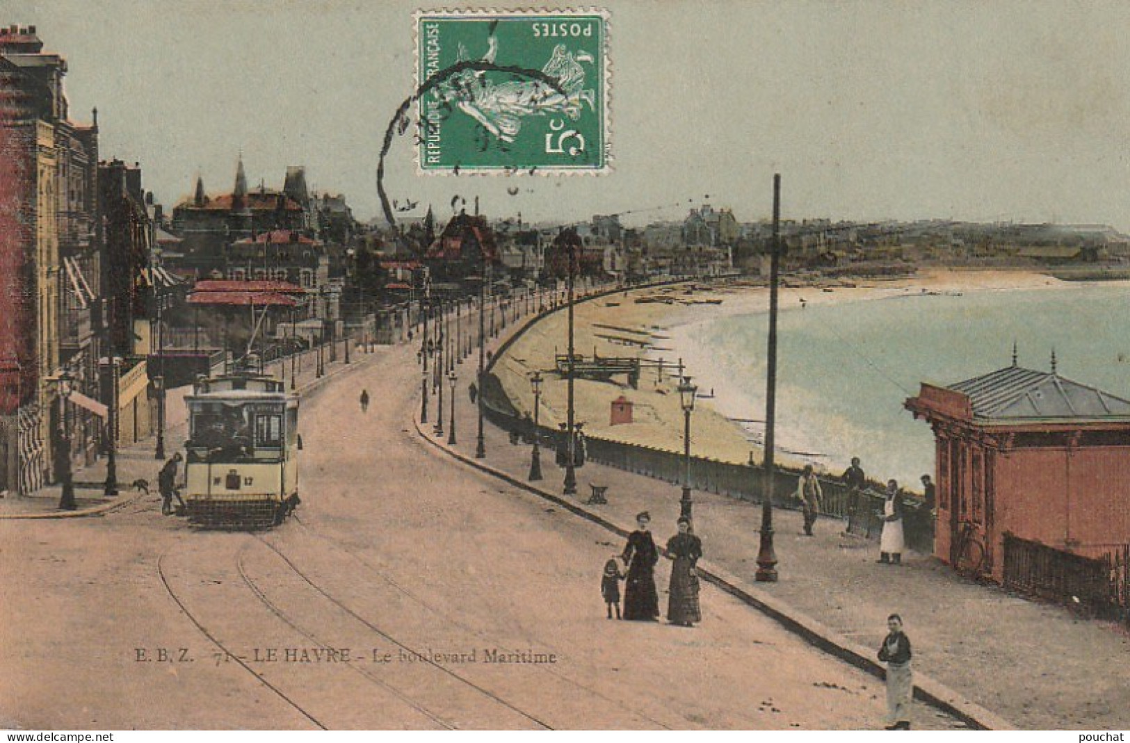 JA 9- (76) LE HAVRE - LE BOULEVARD MARITIME - TRAMWAY - CARTE COLORISEE  - 2 SCANS - Portuario