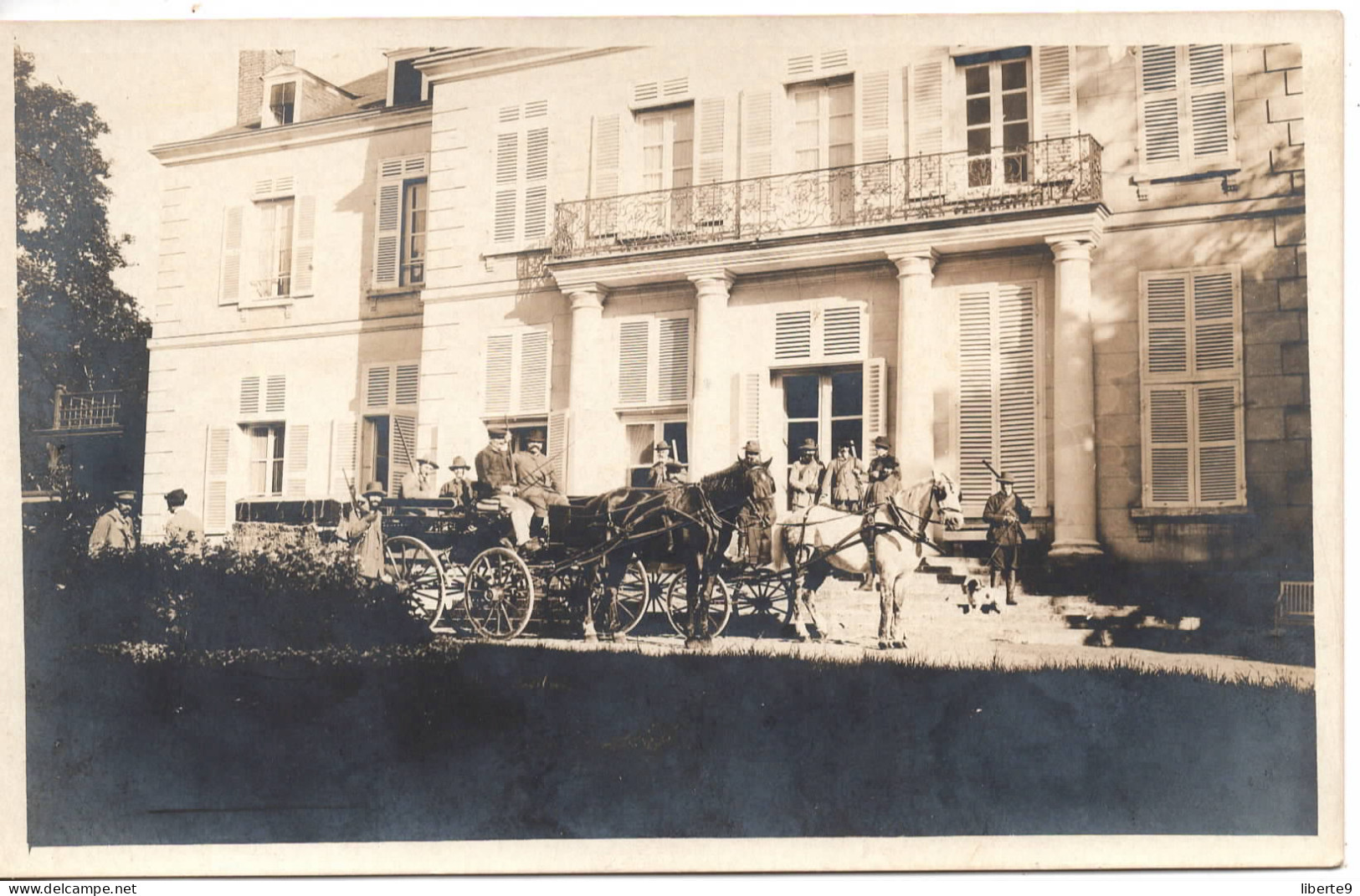 Arnouville 1907 Départ Pour La Chasse Voiture à Cheval - Le Break Avec Les Chiens  - Carte Photo Attelage 2 Scans - Arnouville Les Gonesses