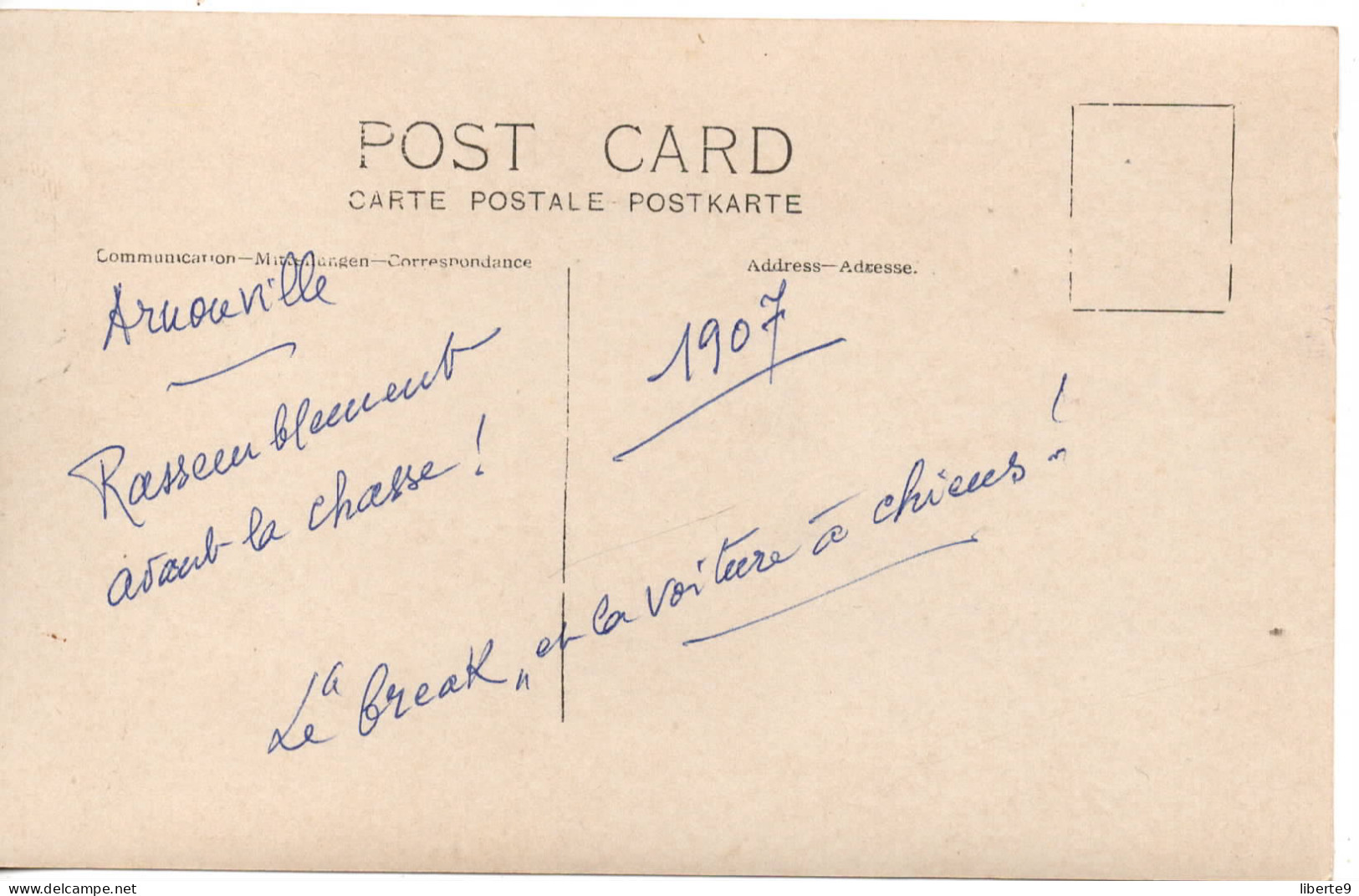 Arnouville 1907 Départ Pour La Chasse Voiture à Cheval - Le Break Avec Les Chiens  - Carte Photo Attelage 2 Scans - Arnouville Les Gonesses