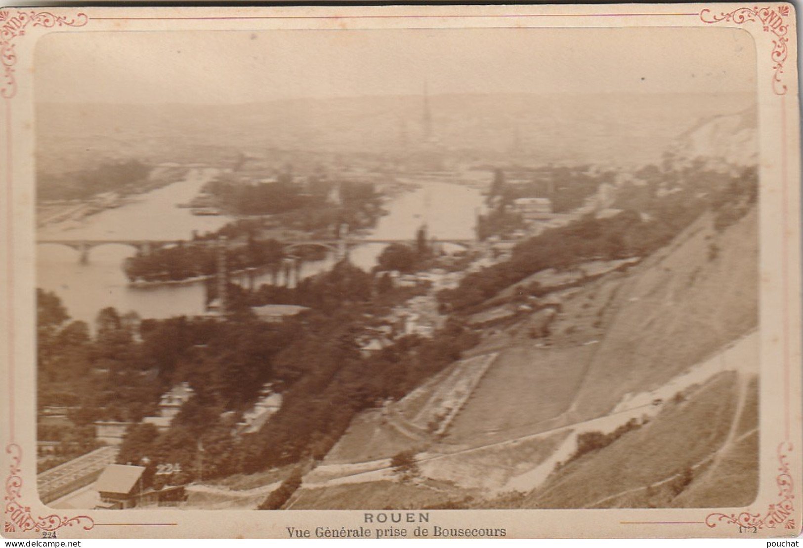 JA 10 -(76) ROUEN - VUE GENERALE PRISE DE BONSECOURS - CARTE PHOTO , SUPPORT CARTONNE - 2 SCANS - Lieux