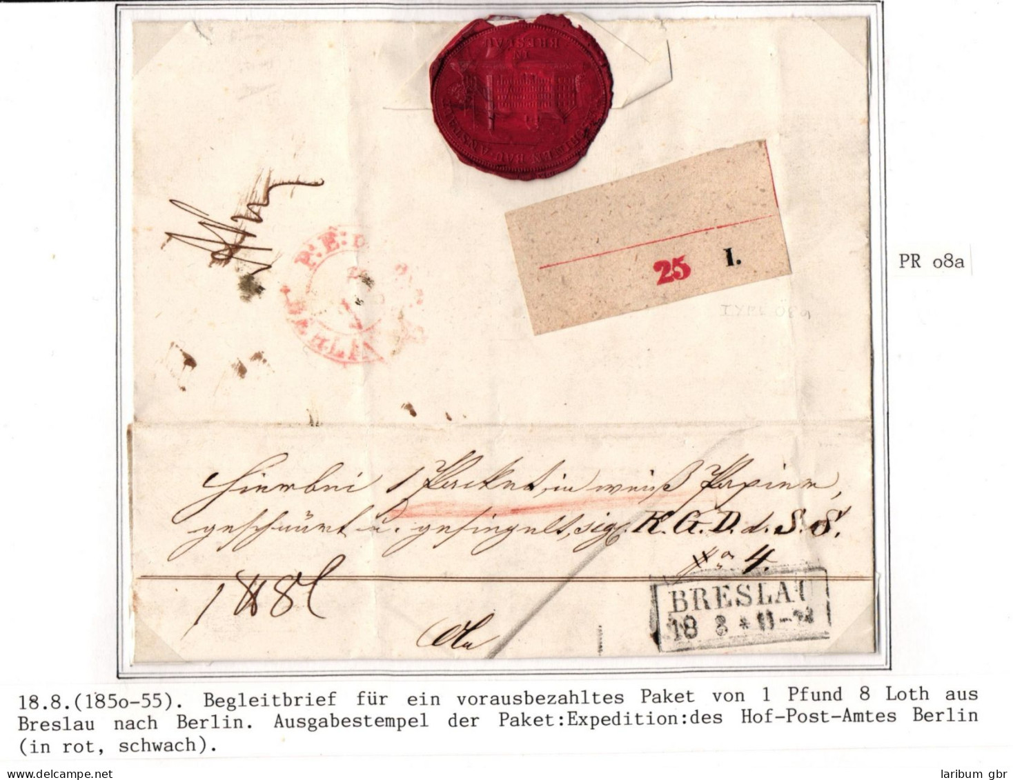Vorphila Paketbegleitbrief Von 1850 Mit Ausgabestempel Paket Expedition #IB616 - [Voorlopers